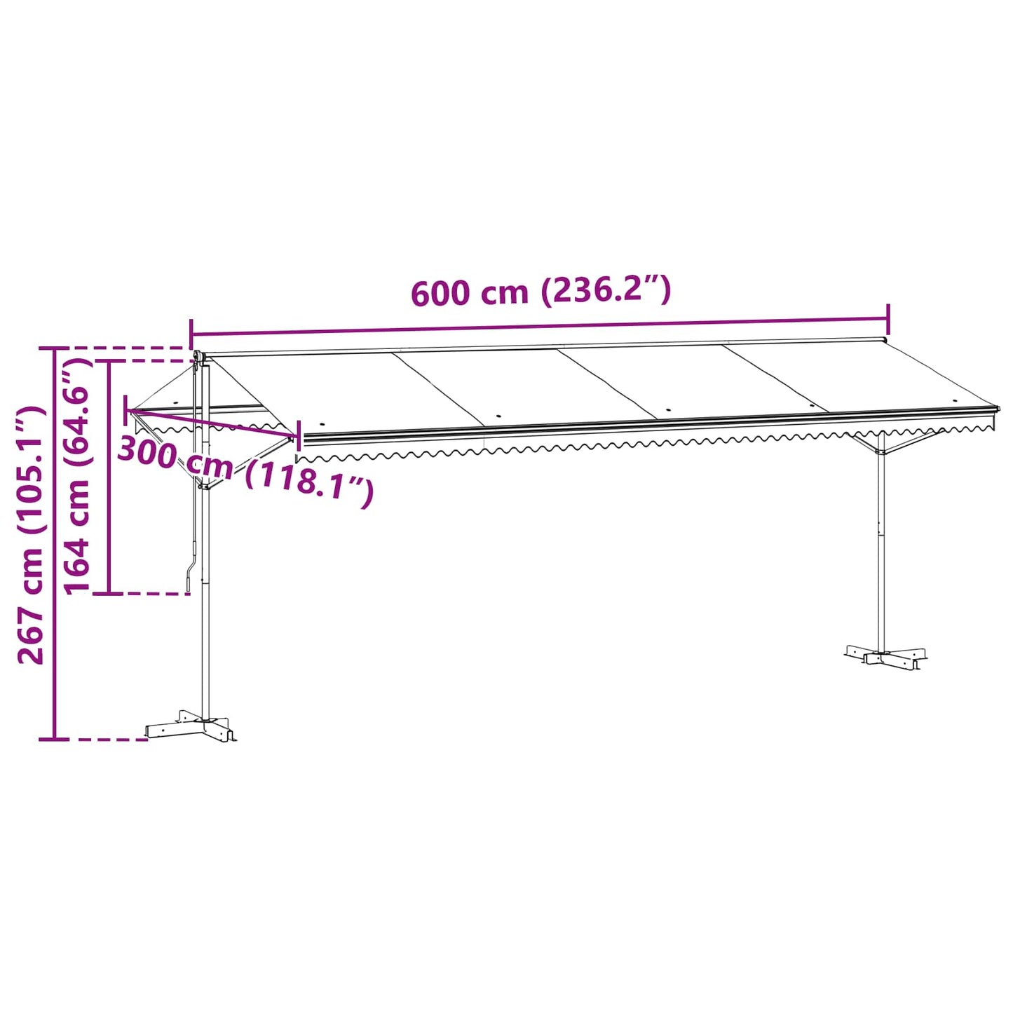 Vrijstaande luifel Antracietkleurig 6 x 3 m Polyester is nu te koop bij PeponiXL, paradijselijk wonen!