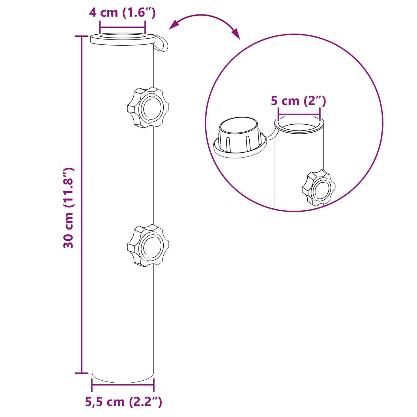 Parasol Basisbuis 0.63 kg Natuurlijk RVS Roestvrij staal is nu te koop bij PeponiXL, paradijselijk wonen!
