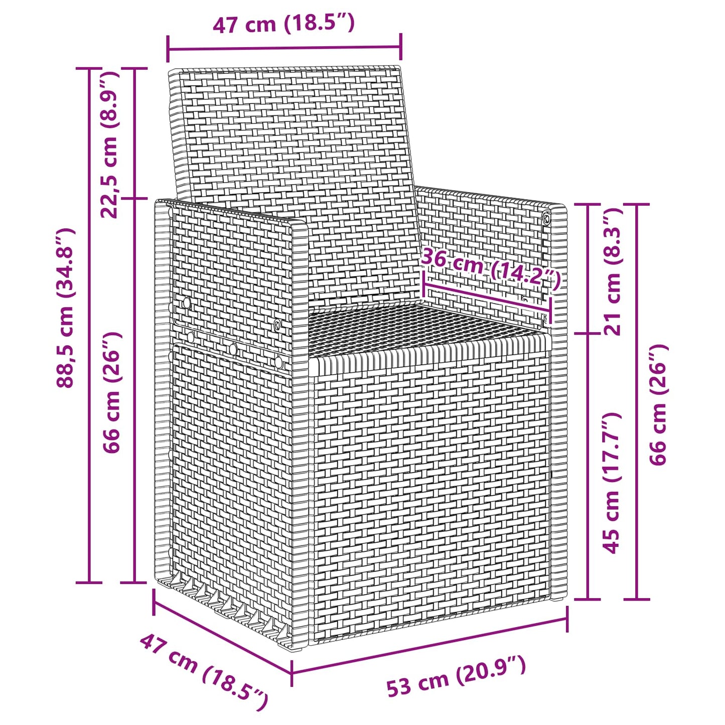 Tuin Eetstoelen 2 st Antraciet 53 x 47 x 88,5 cm PP is nu te koop bij PeponiXL, paradijselijk wonen!