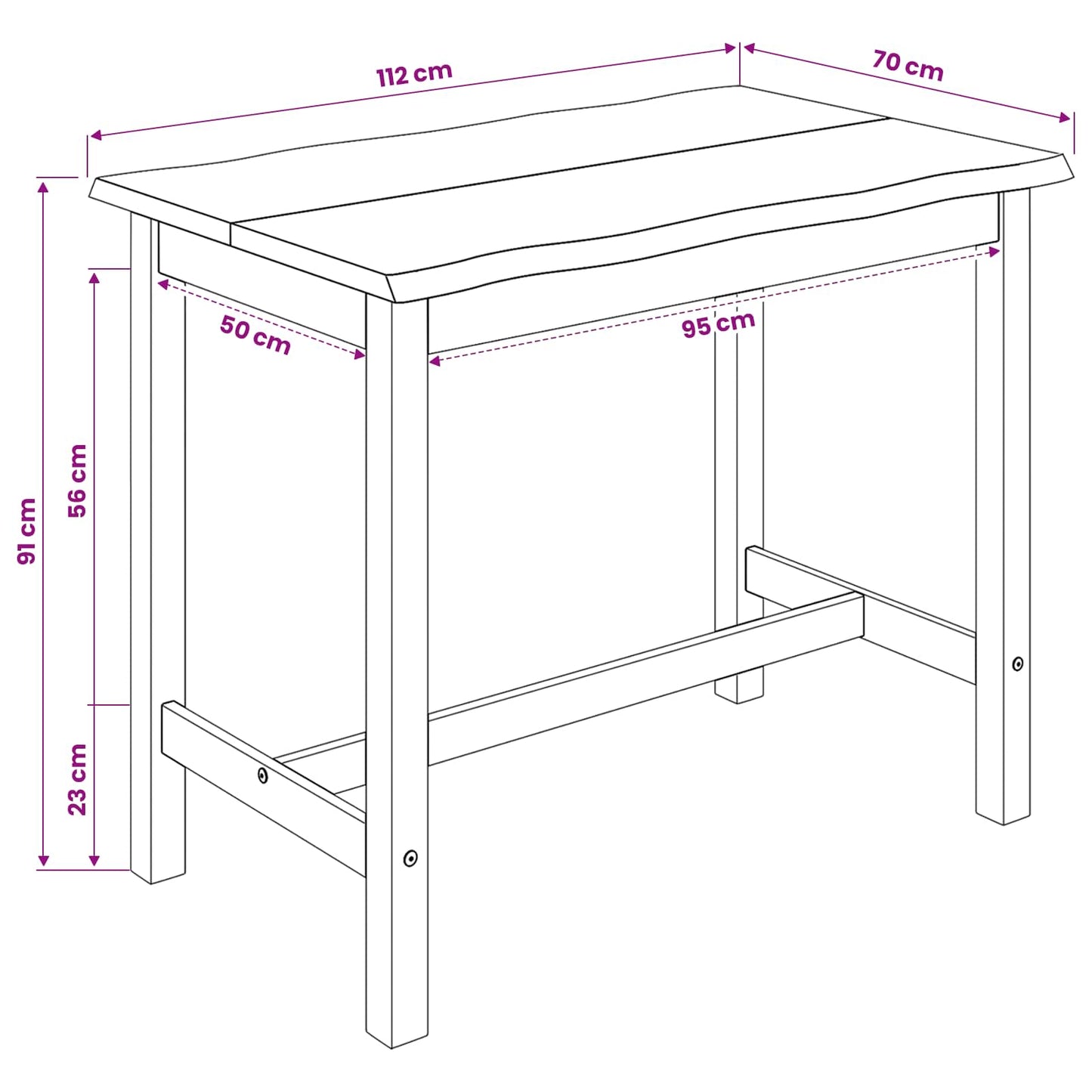Hoge bartafel EKAI Wit 112 x 70 x 91 cm Massief grenenhout is nu te koop bij PeponiXL, paradijselijk wonen!