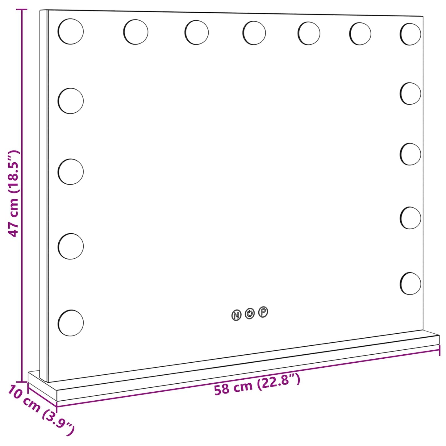 LED Make-up Spiegel Wit 58 x 10 x 47 cm Glas en Staal is nu te koop bij PeponiXL, paradijselijk wonen!