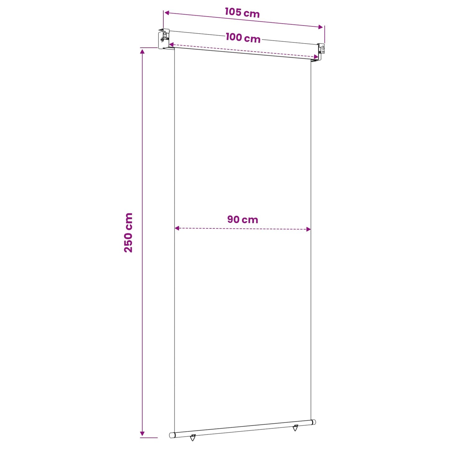 Zijscherm Balkon 100 x 250 cm 100% polyester ijzer staal is nu te koop bij PeponiXL, paradijselijk wonen!