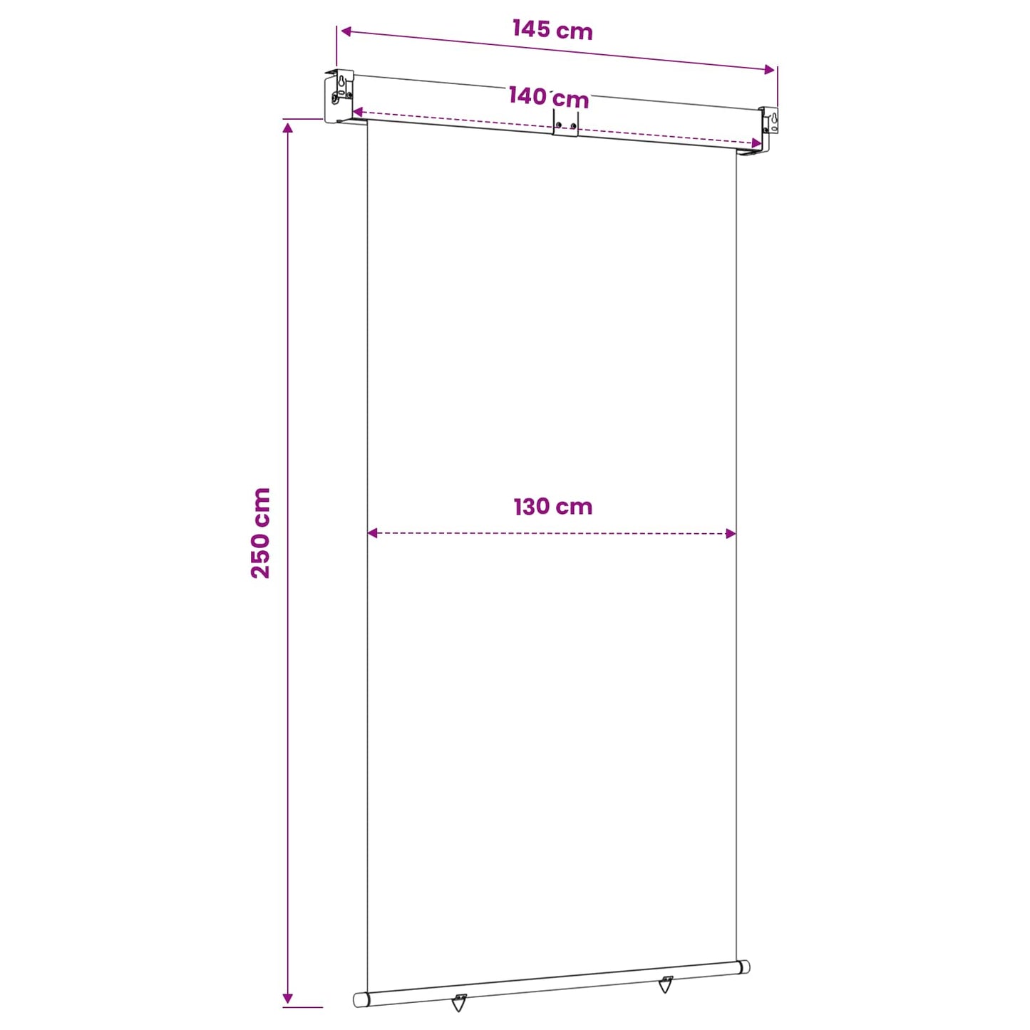 Zijscherm Balkon 140 x 250 cm 100% polyester ijzer staal is nu te koop bij PeponiXL, paradijselijk wonen!