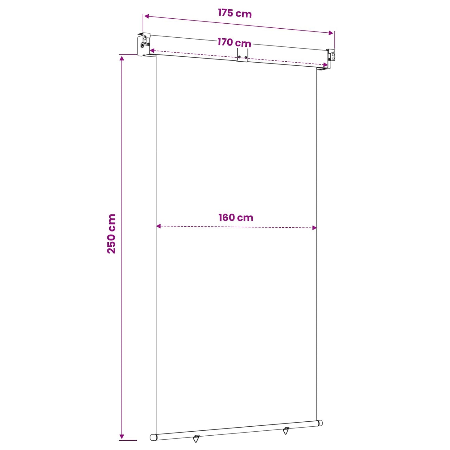 Zijscherm Balkon 170 x 250 cm 100% polyester ijzer staal Taupe is nu te koop bij PeponiXL, paradijselijk wonen!