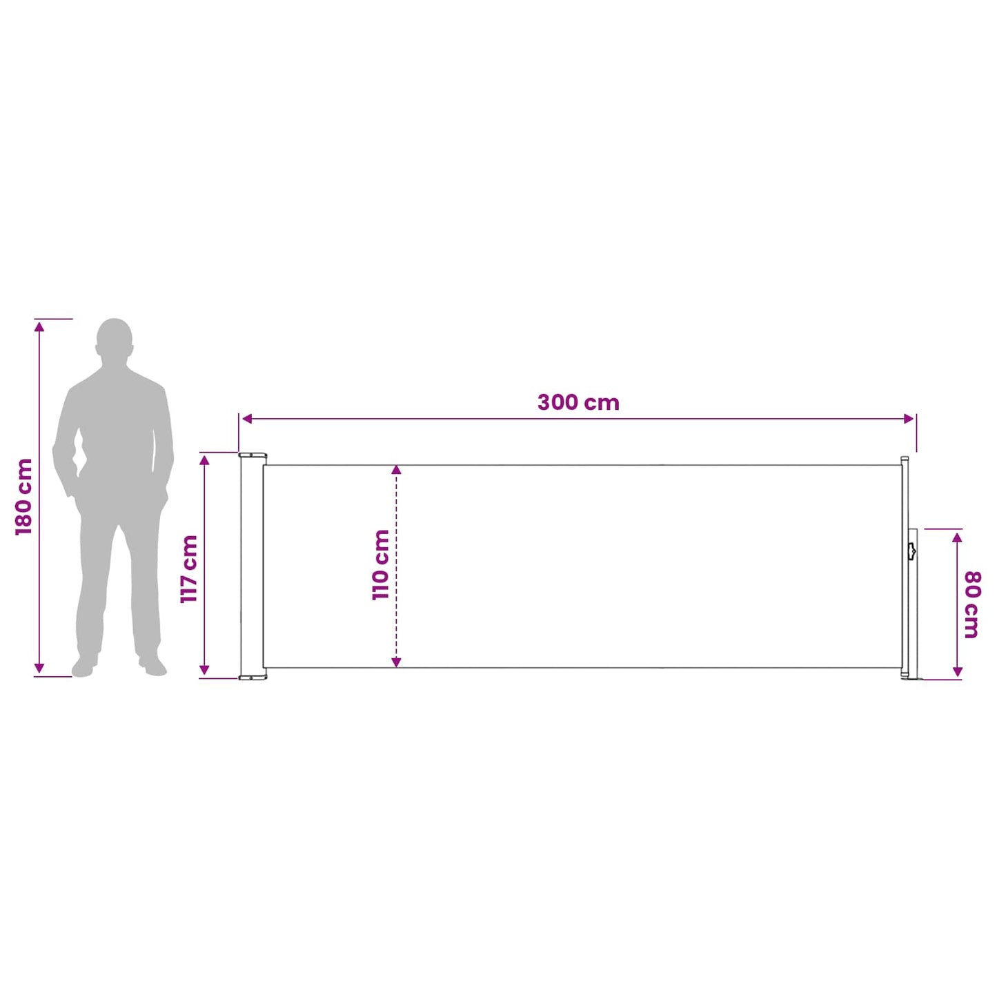 Uittrekbaar Zijscherm 120 x 300 cm Polyester Rechthoekig Beige is nu te koop bij PeponiXL, paradijselijk wonen!