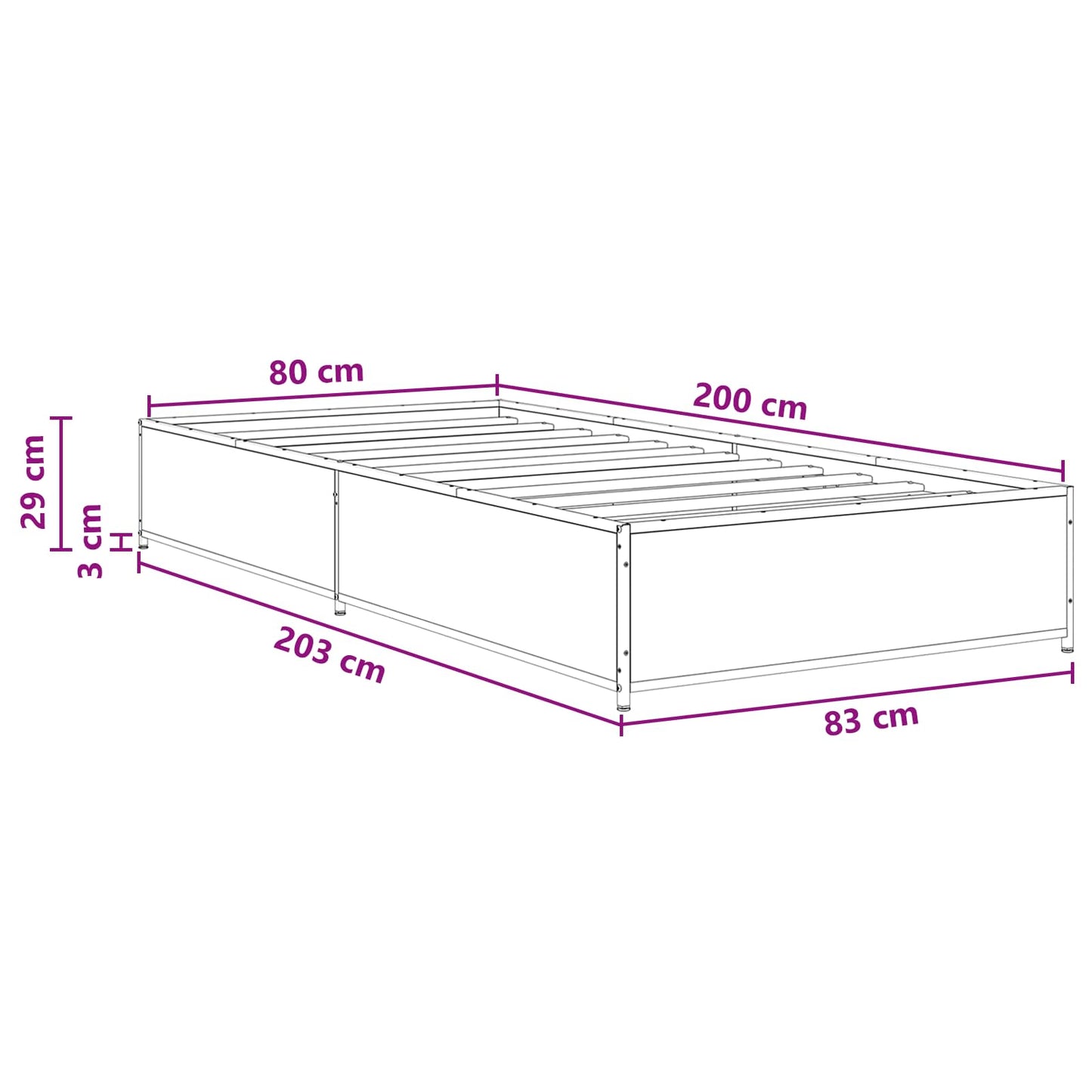 Bedframe Gerookt eiken 80 x 200 cm Bewerkt hout is nu te koop bij PeponiXL, paradijselijk wonen!
