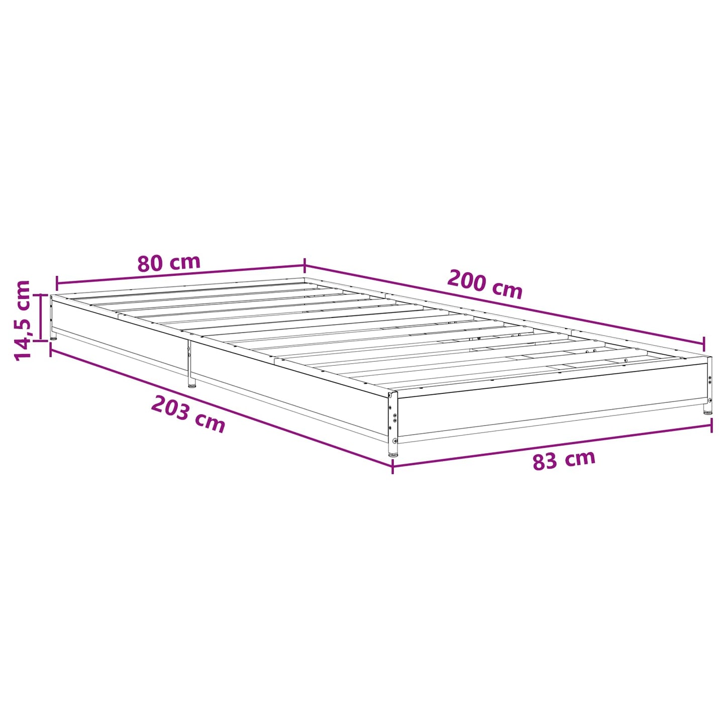 Bedframe Artisanaal eiken 80 x 200 cm Bewerkt hout is nu te koop bij PeponiXL, paradijselijk wonen!