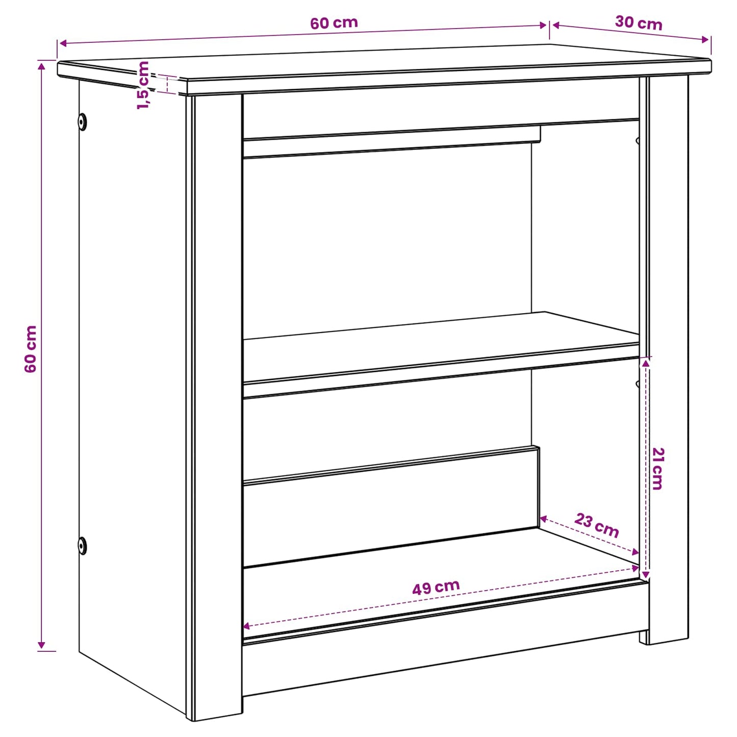 Aquarium Stand PANAMA Wit en Bruin 60 x 30 x 60 cm 150 kg