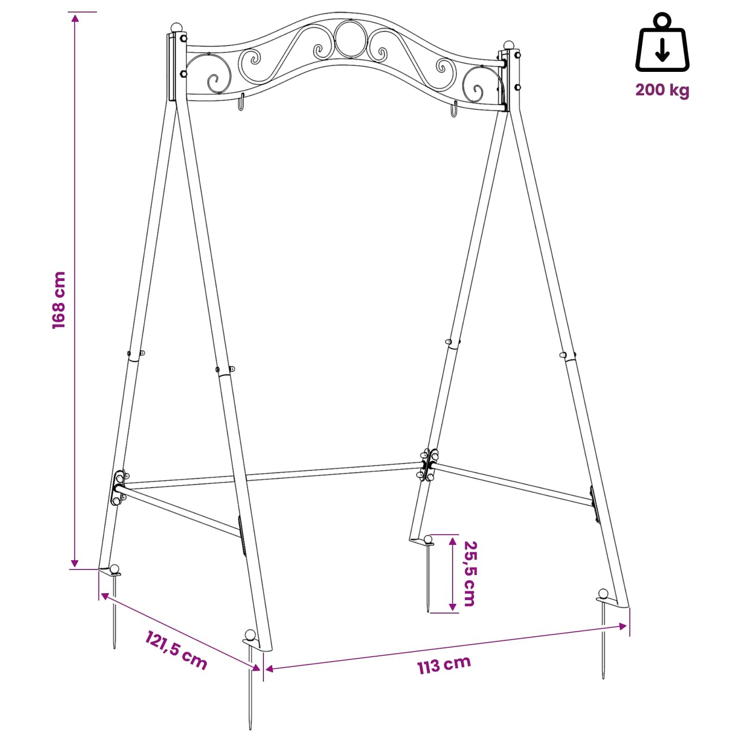 Swing Frame Antiek wit 113 x 121,5 x 168 cm Staal is nu te koop bij PeponiXL, paradijselijk wonen!