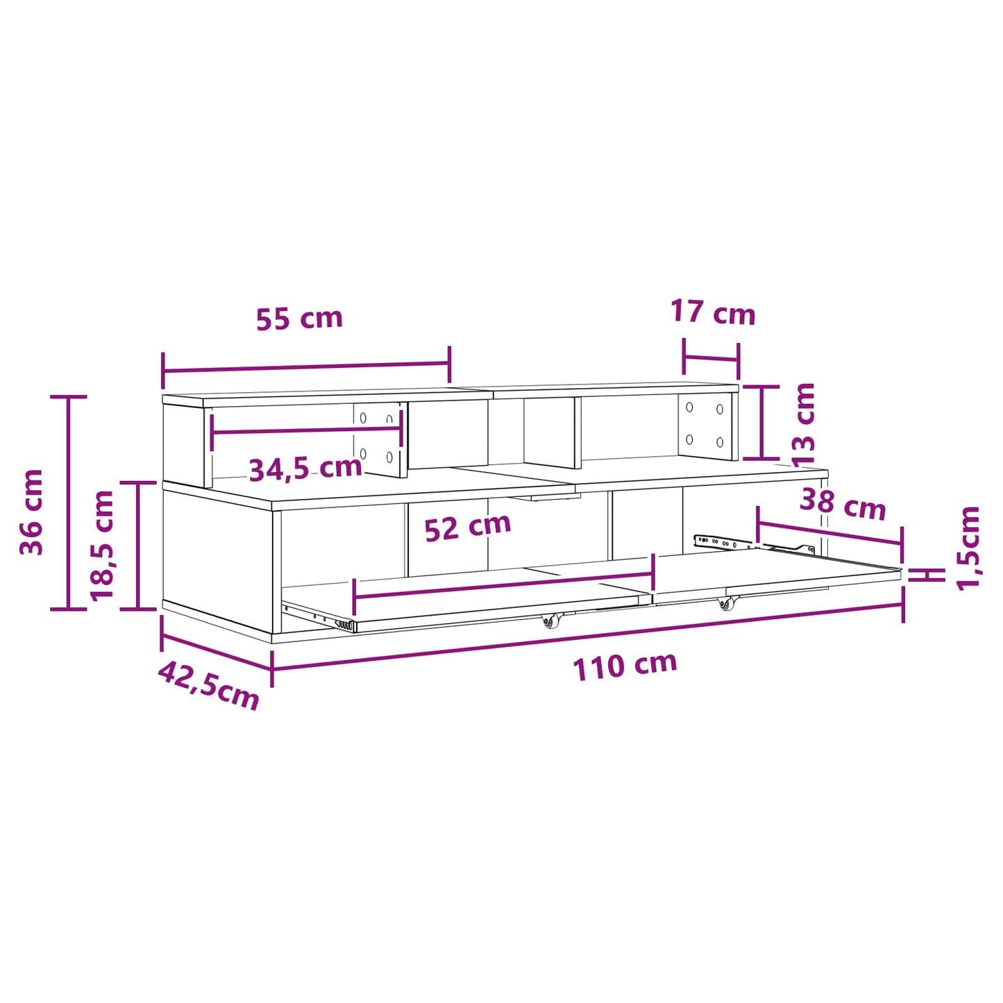 Studiebureau Zwart eiken 110 x 42,5 x 36 cm Bewerkt hout is nu te koop bij PeponiXL, paradijselijk wonen!