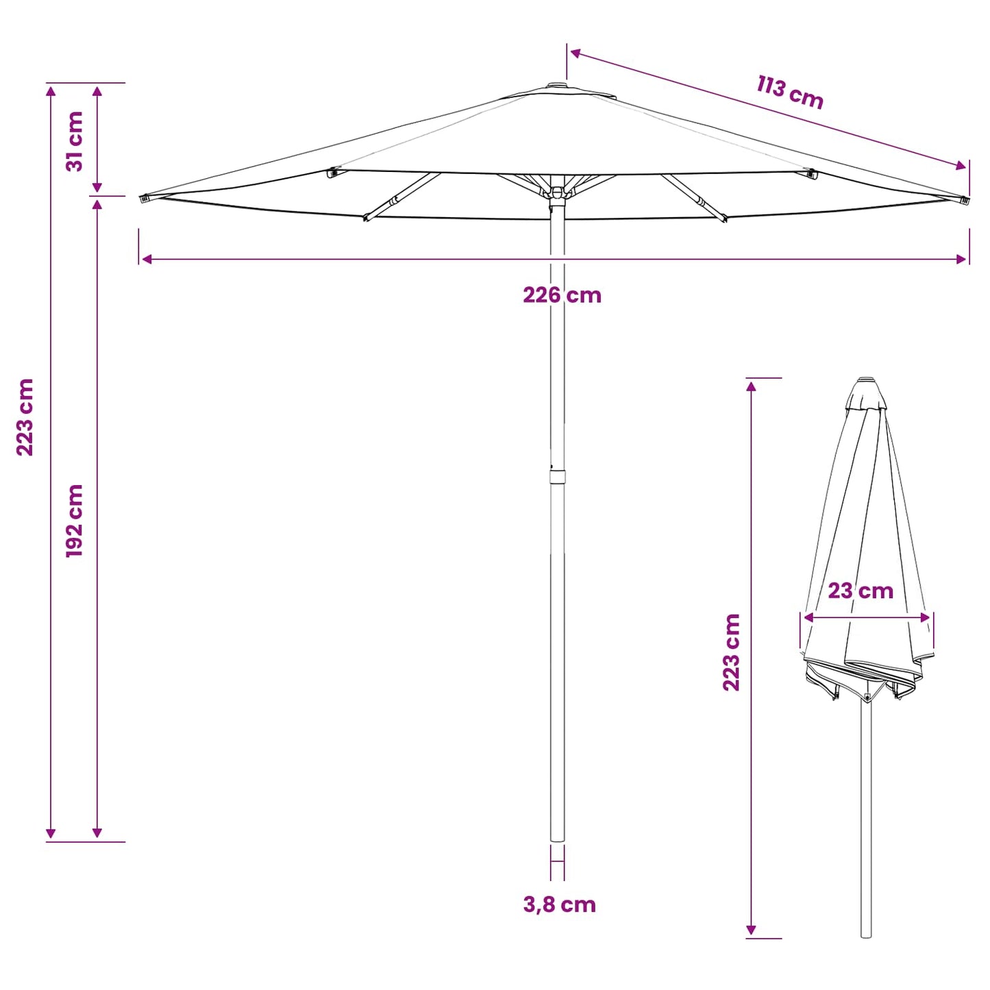 Tuinparasol 230 x 230 cm Polyester Rechthoekig Bordeaux Rood is nu te koop bij PeponiXL, paradijselijk wonen!