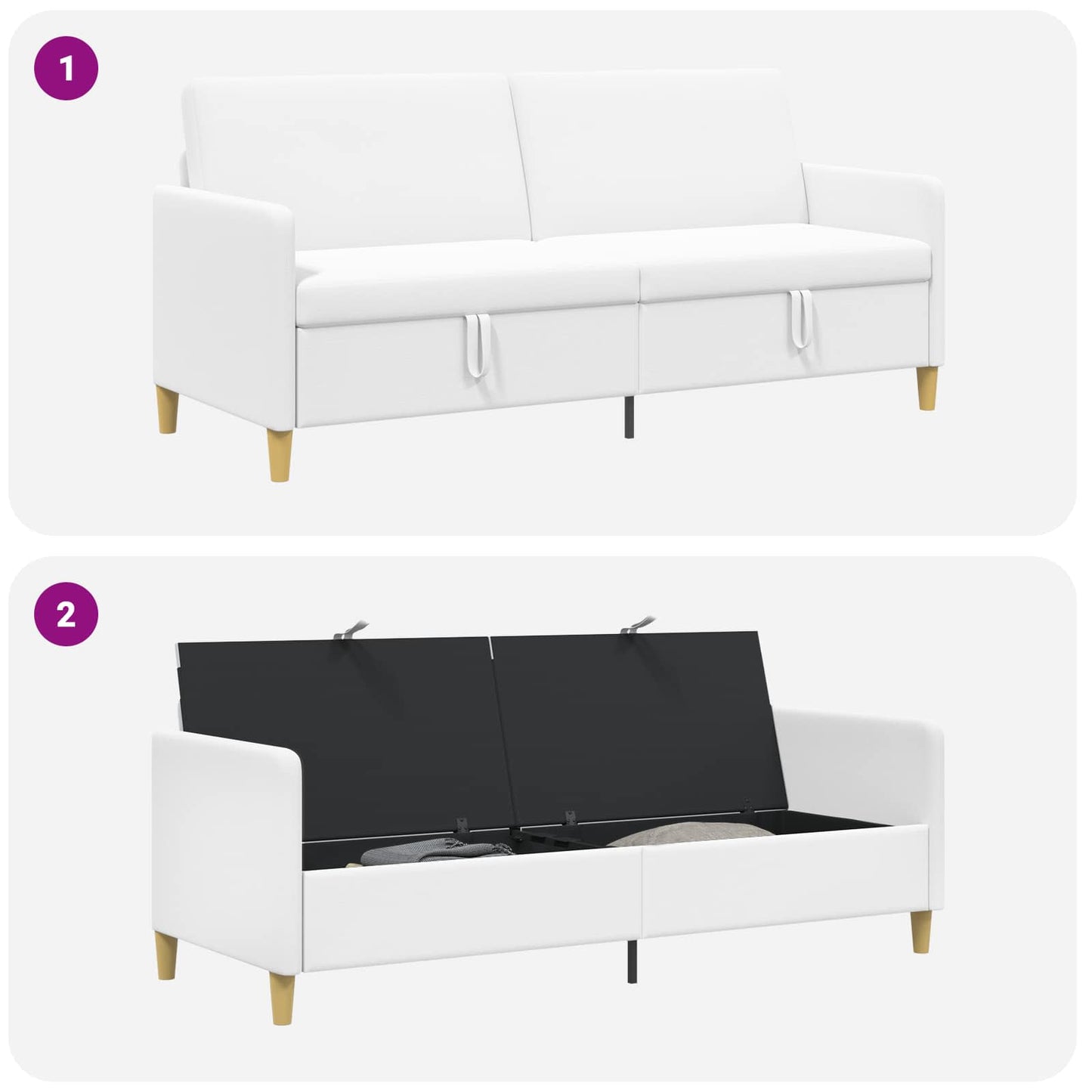Bank met opslag Wit 192 x 78 x 87 cm Polyester is nu te koop bij PeponiXL, paradijselijk wonen!