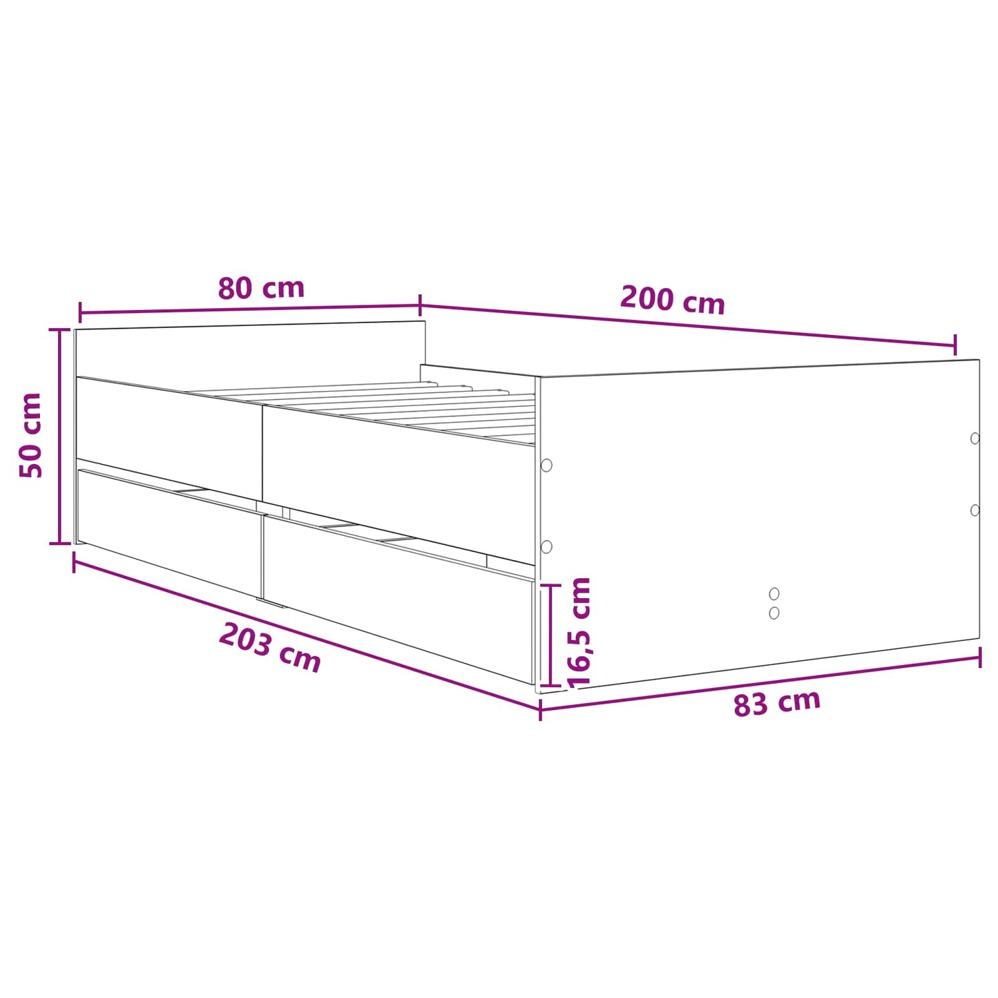 Bedframe Zwart eiken Bewerkt hout