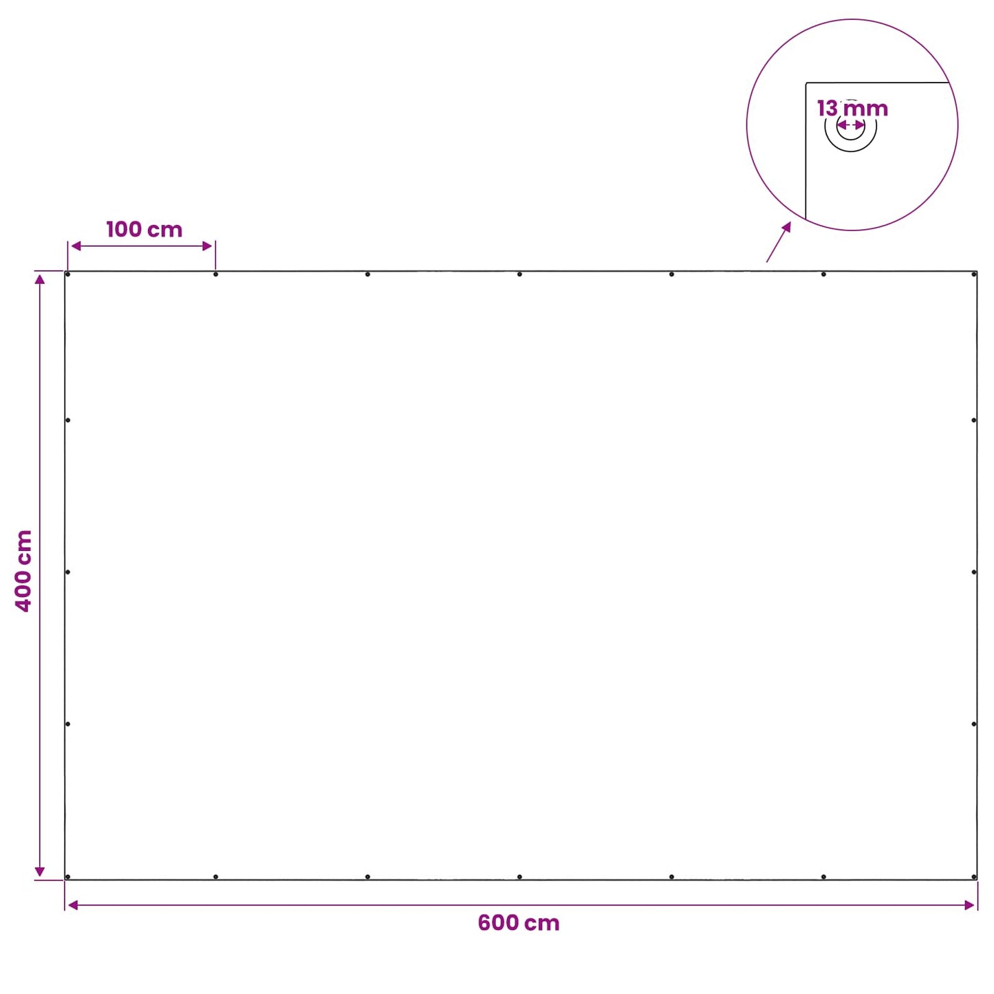 Zeil met Oogjes Lichtgrijs 4 x 6 m 180 gsm PE