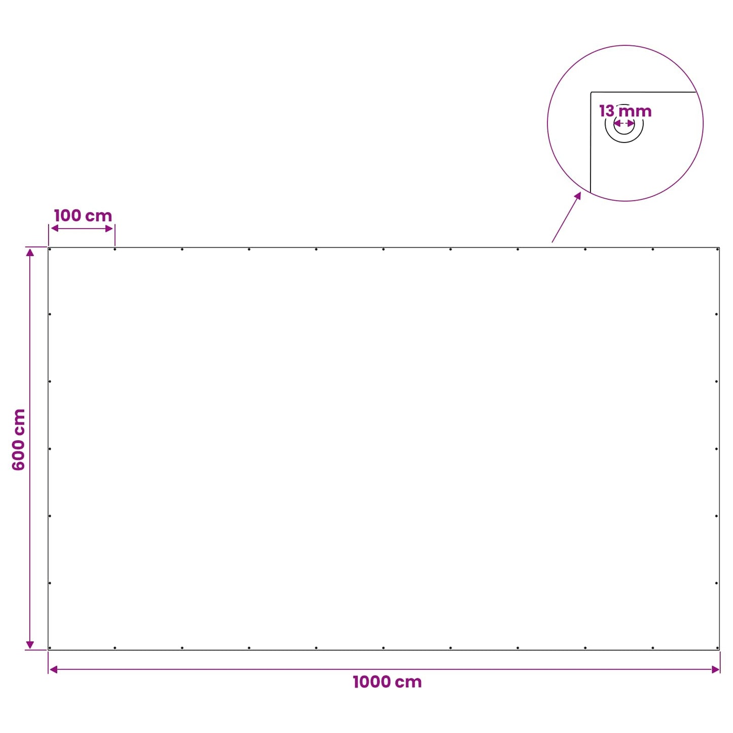 Zeil met Oogjes Lichtgrijs 6 x 10 m 180 gsm PE