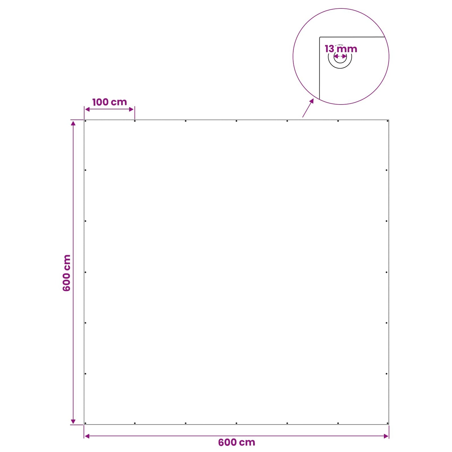 Zeil met Oogjes Wit 6 x 6 m 90 gsm PE