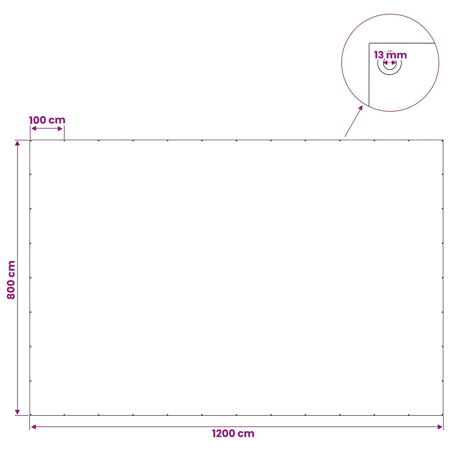 Zeil met Oogjes Wit 8 x 12 m 90 gsm PE
