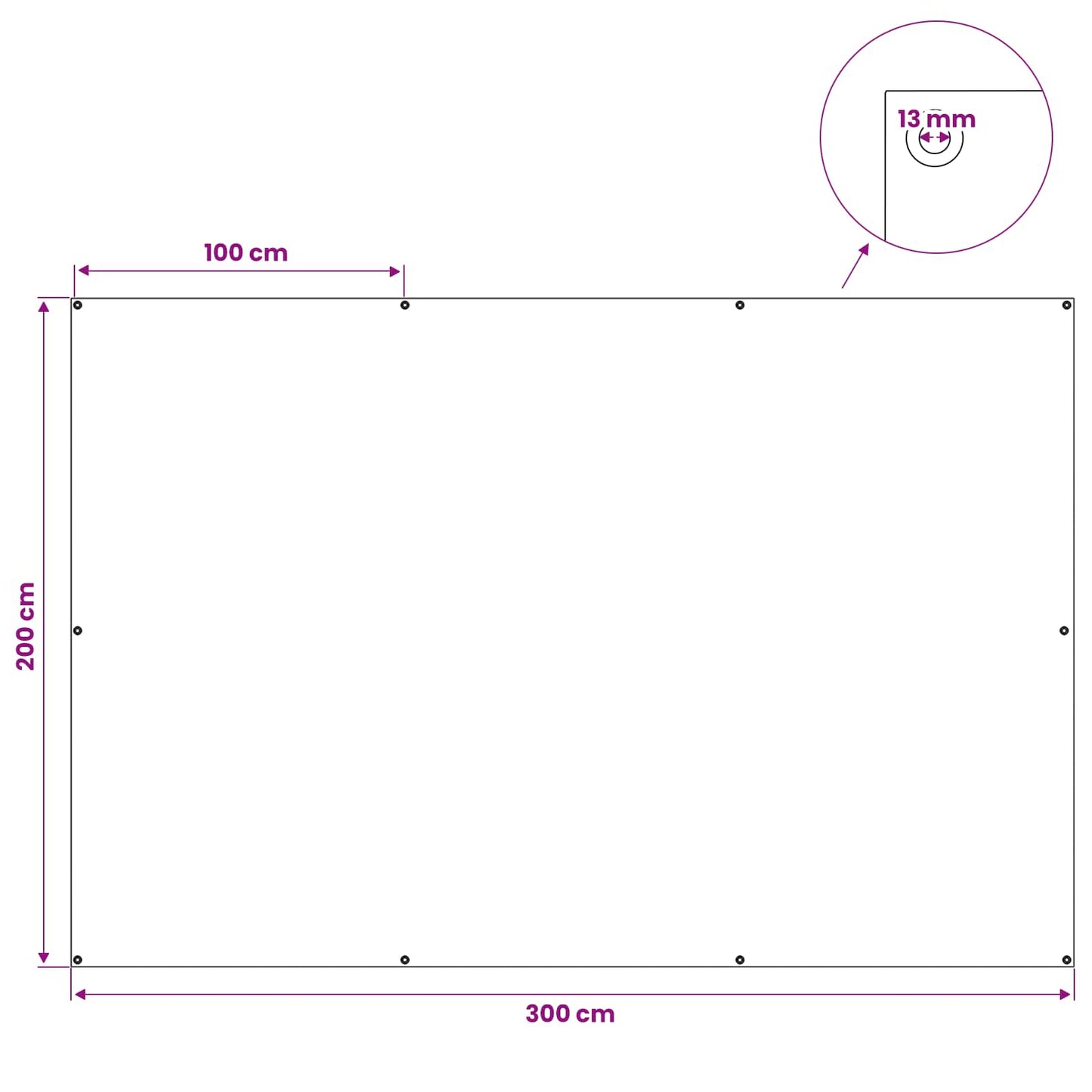 Zeil met Oogjes Blauw 2 x 3 m 260 gsm PE