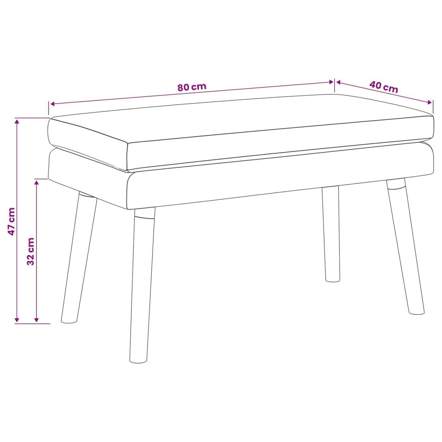 Dubbel Laagige Bank Wijnrood 80 x 40 x 47 cm Stof