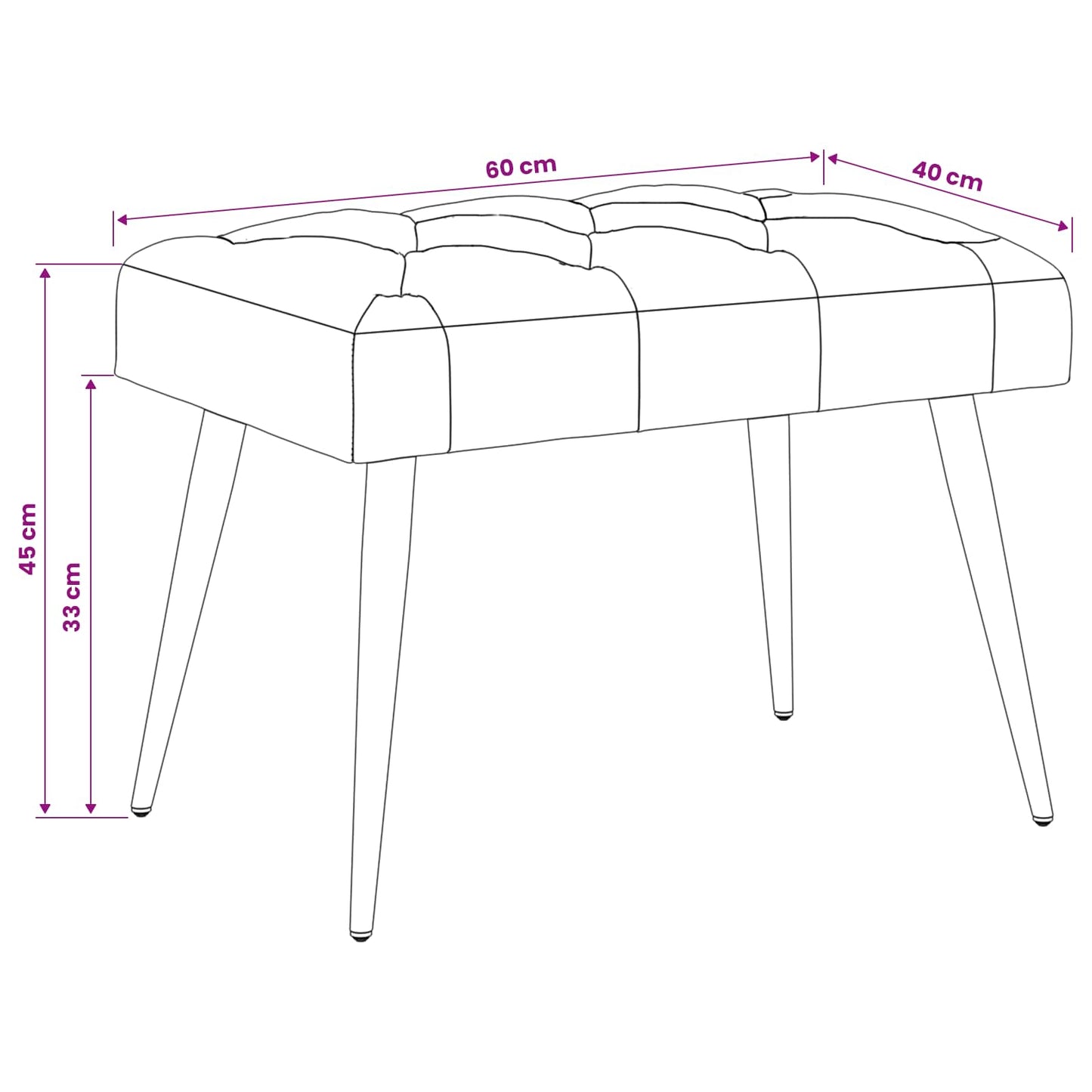 Bank met knoopverstelling Geel 60 x 40 x 45 cm Fluweel