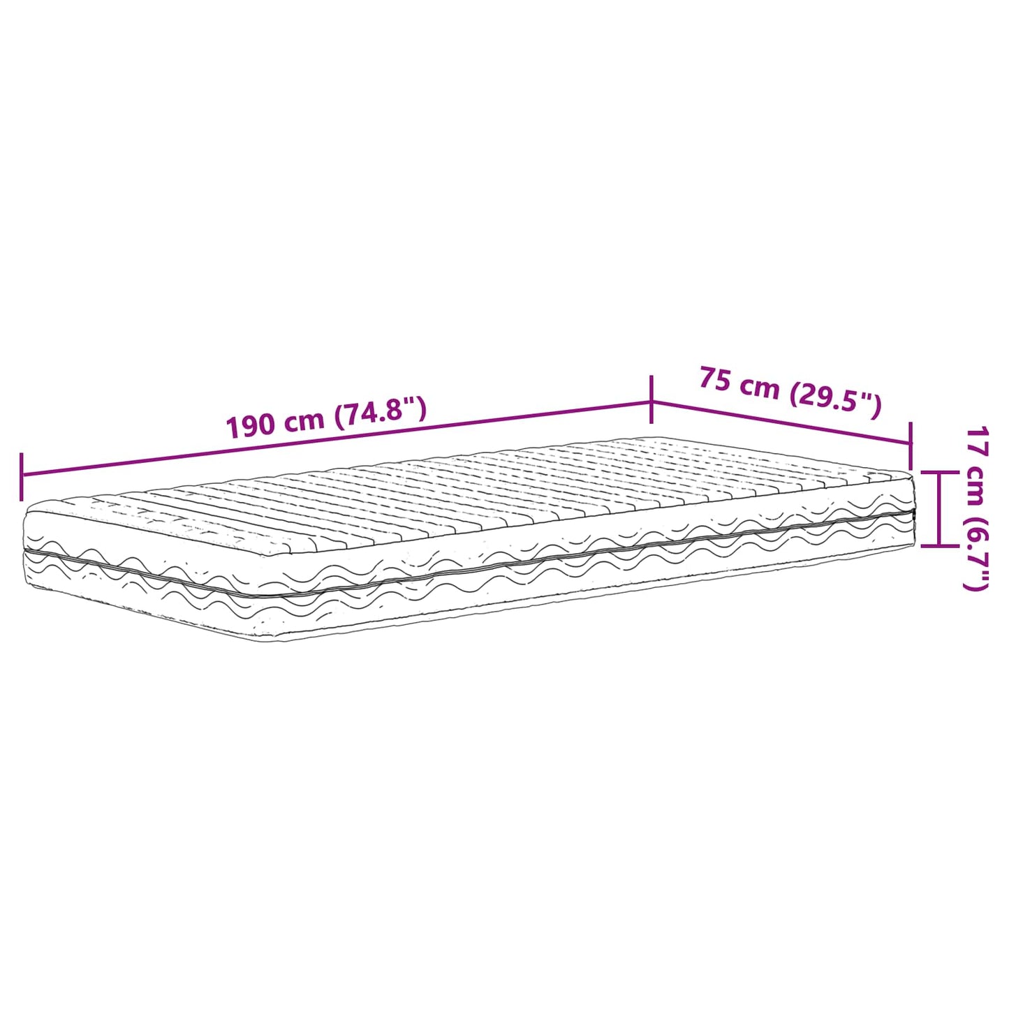 Schuimmatras H2 en H3 75 x 190 cm Wit is nu te koop bij PeponiXL, paradijselijk wonen!