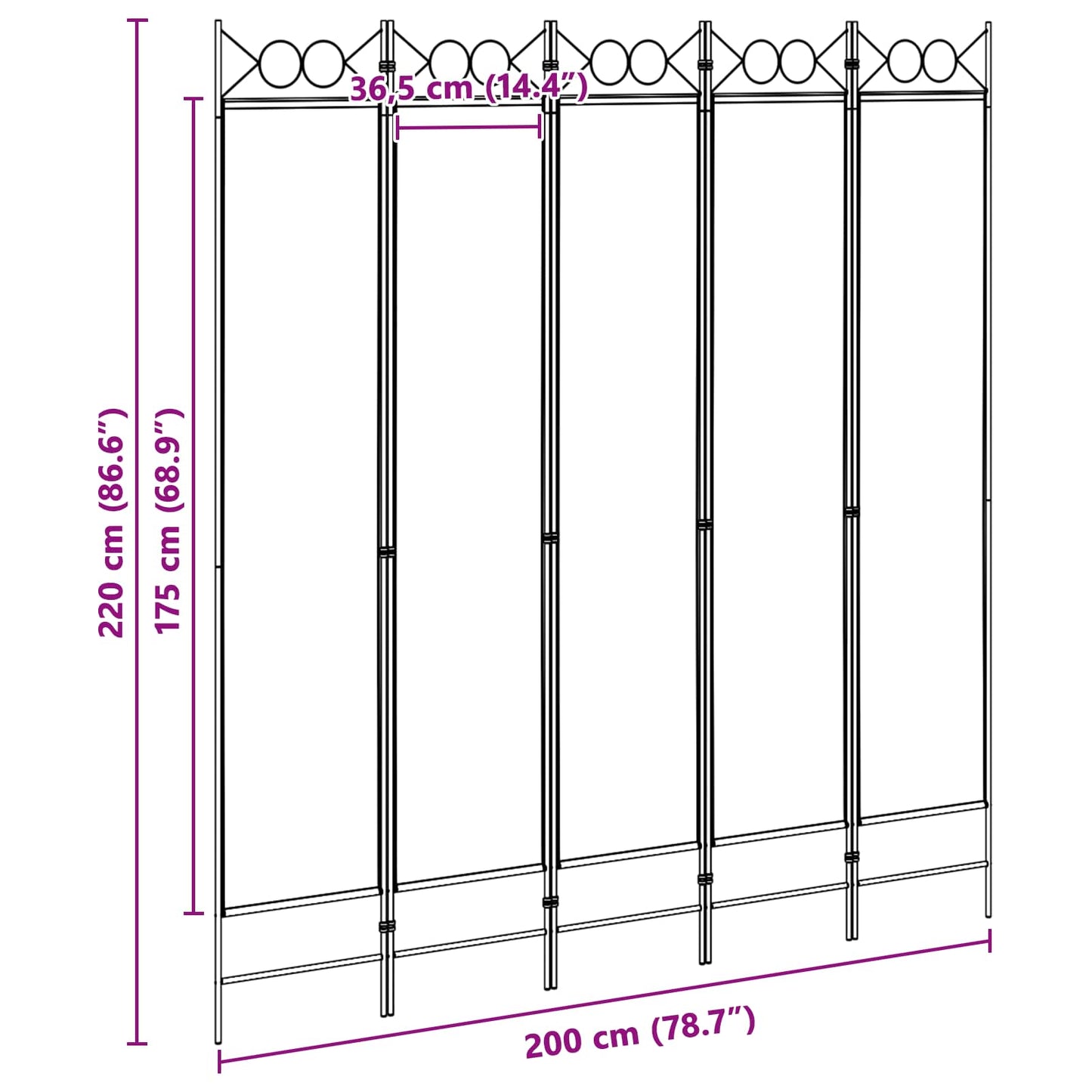 5-Panel Room Divider Beige 200 x 220 cm Stof is nu te koop bij PeponiXL, paradijselijk wonen!