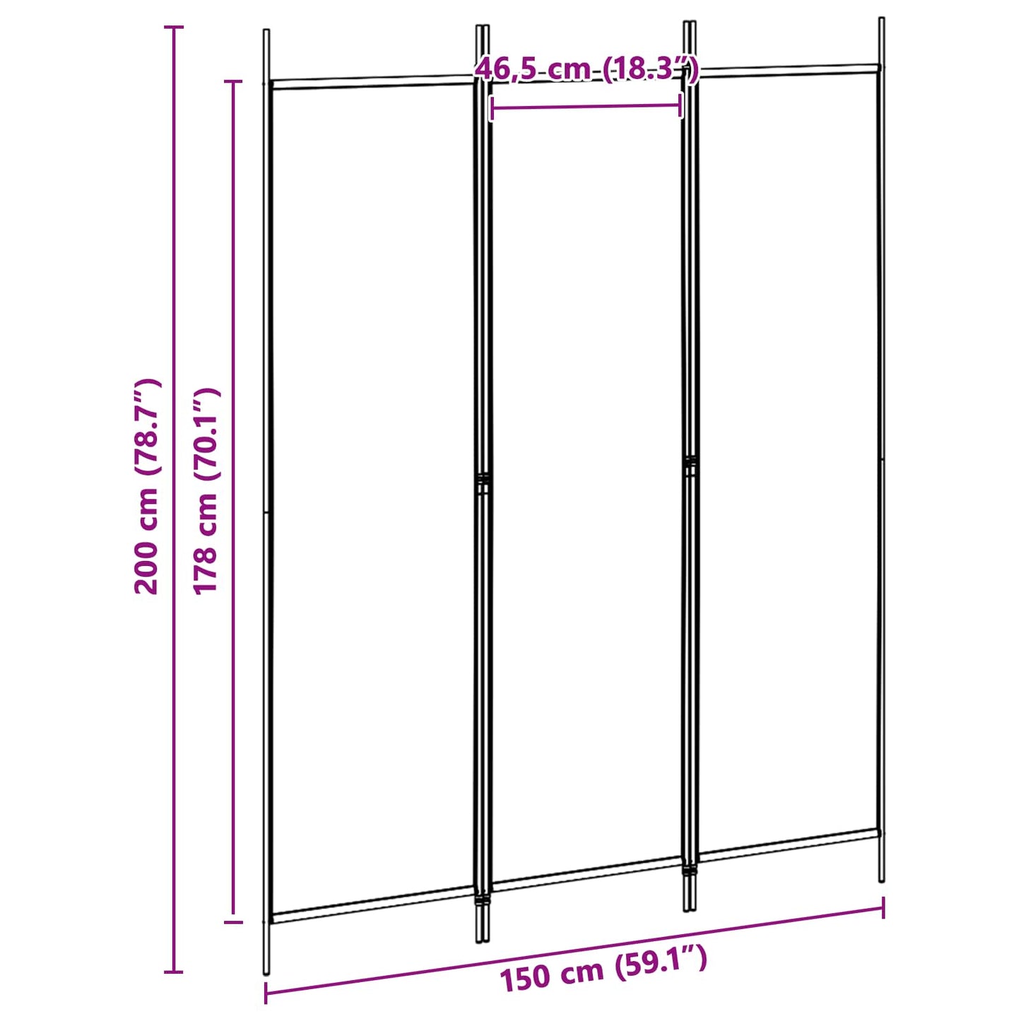 3-Panel Room Divider Beige 150 x 200 cm Stof is nu te koop bij PeponiXL, paradijselijk wonen!