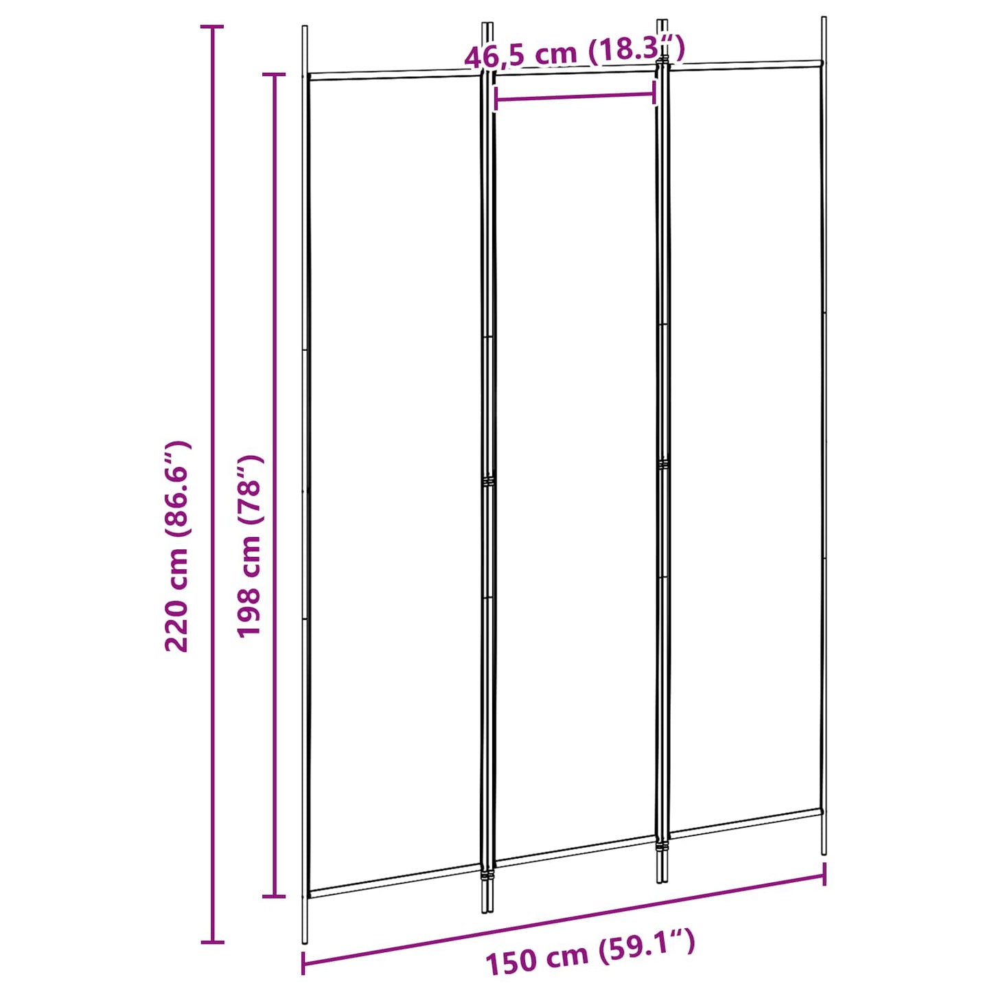 3-Panel Room Divider Beige 150 x 220 cm Stof is nu te koop bij PeponiXL, paradijselijk wonen!
