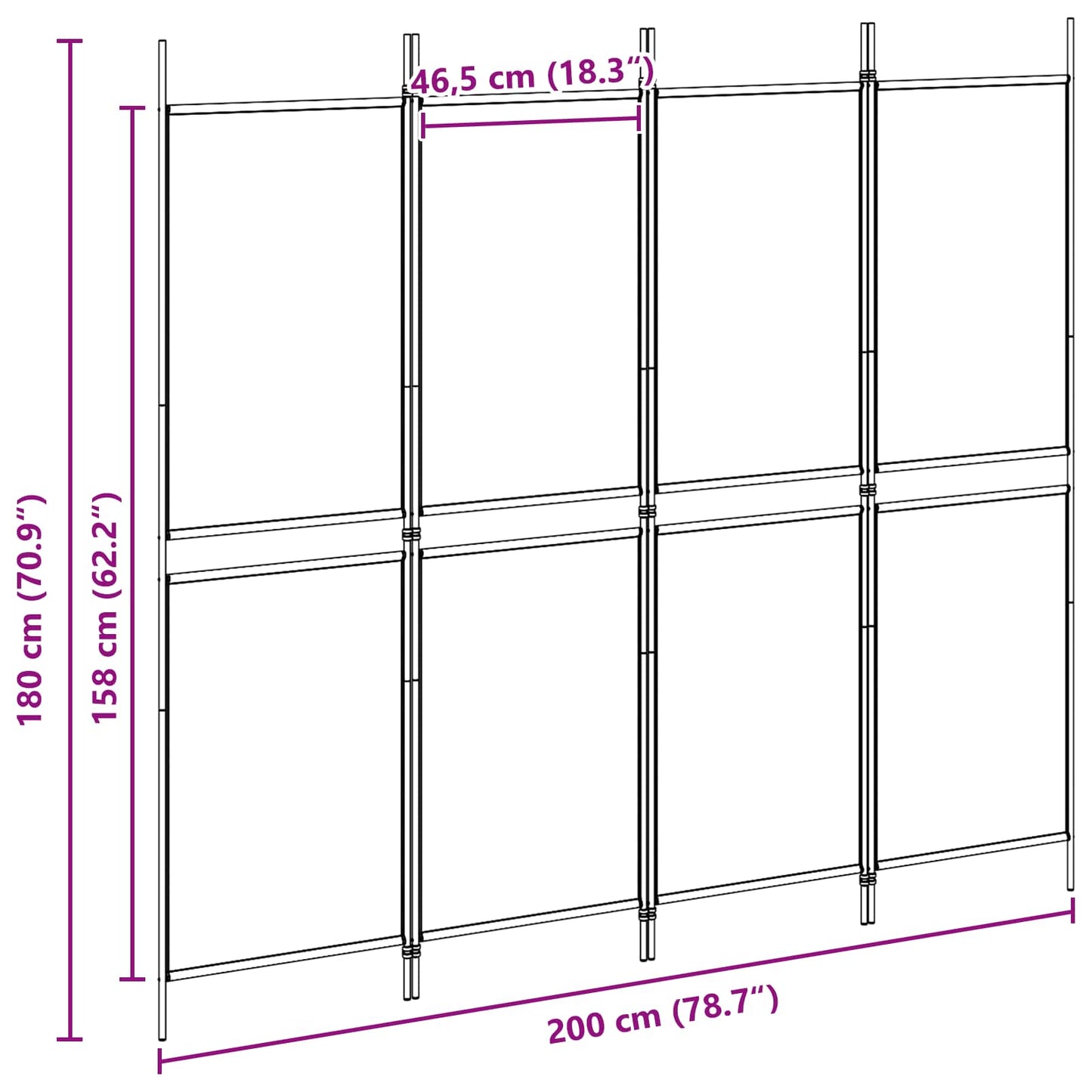 4-Panel Room Divider Beige 200 x 180 cm Stof is nu te koop bij PeponiXL, paradijselijk wonen!