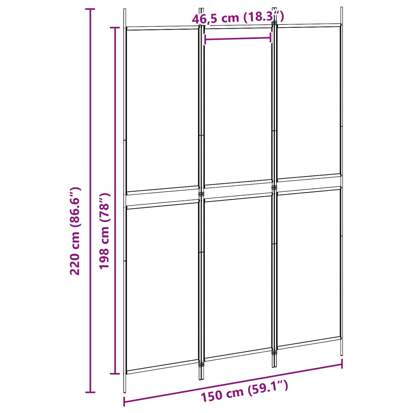 3-Panel Room Divider Beige 150 x 220 cm Stof is nu te koop bij PeponiXL, paradijselijk wonen!