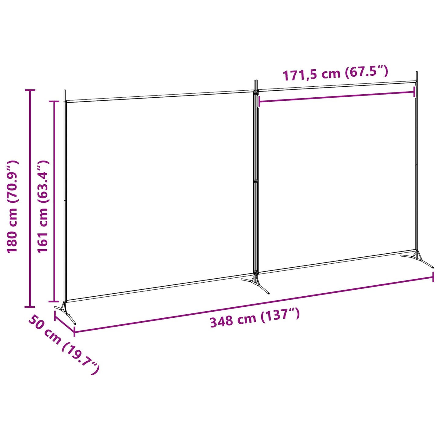 2-Panelen Kamerscherm Beige 348 x 180 cm Stof is nu te koop bij PeponiXL, paradijselijk wonen!