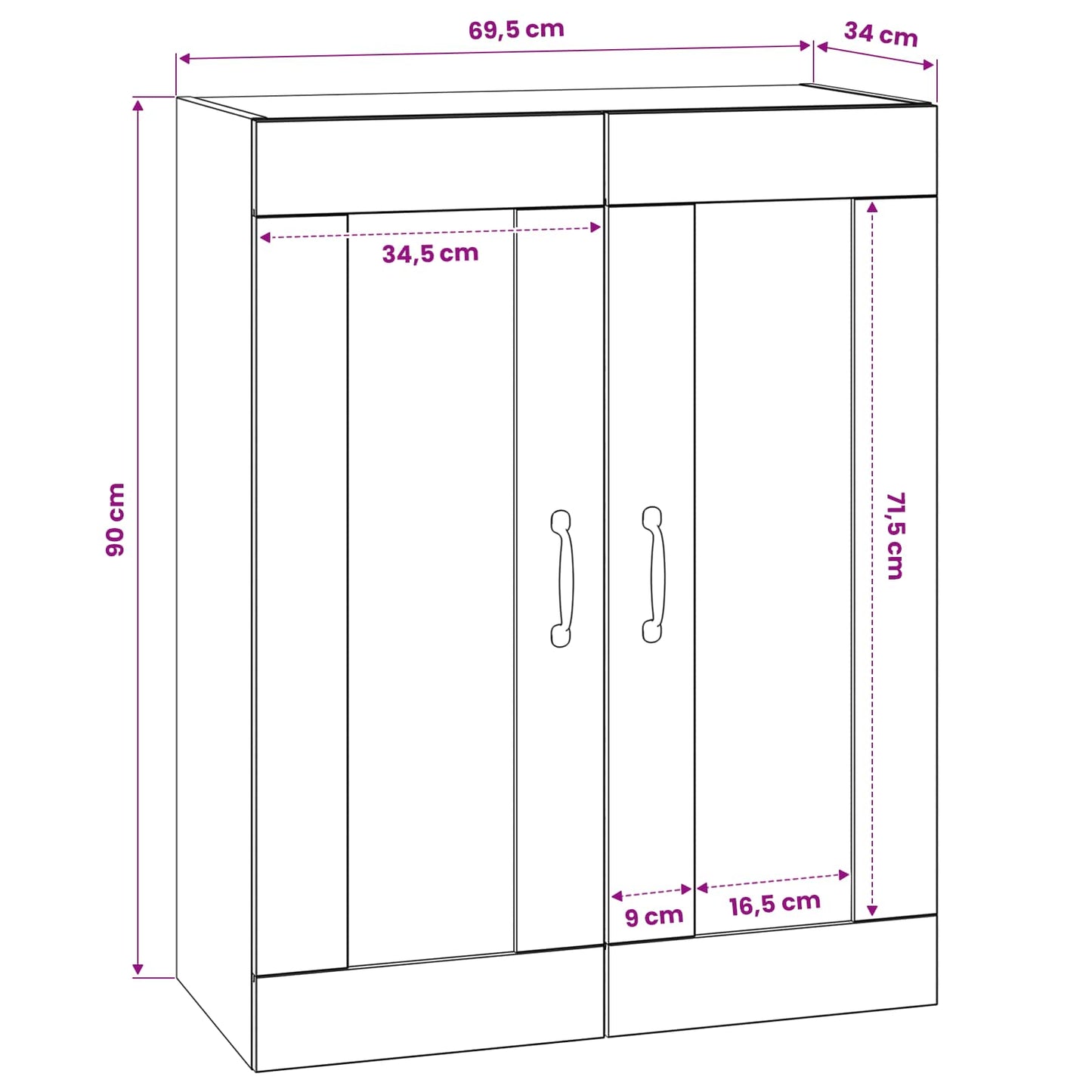 Wandkast Oud hout 69,5 x 34 x 90 cm Bewerkt hout is nu te koop bij PeponiXL, paradijselijk wonen!