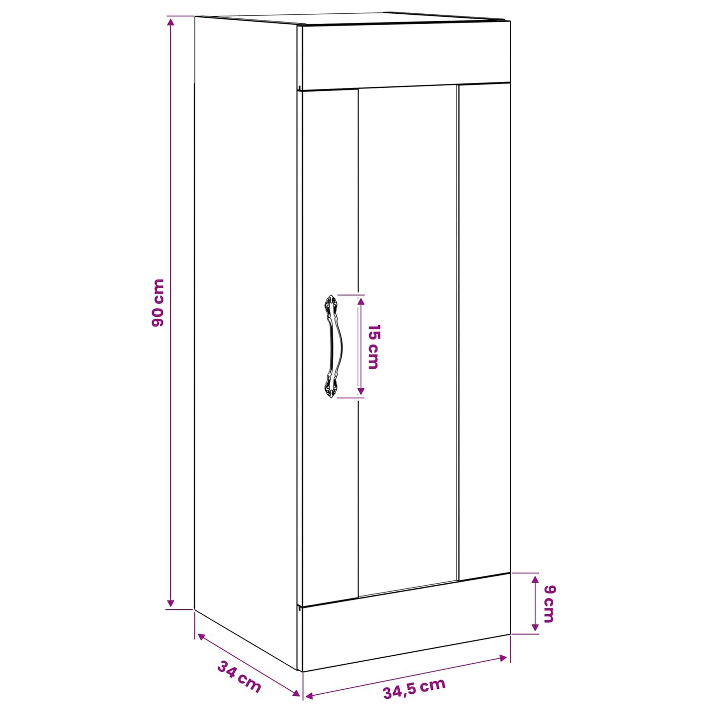 Wandkast Zwart eiken 34,5 x 34 x 90 cm Bewerkt hout is nu te koop bij PeponiXL, paradijselijk wonen!