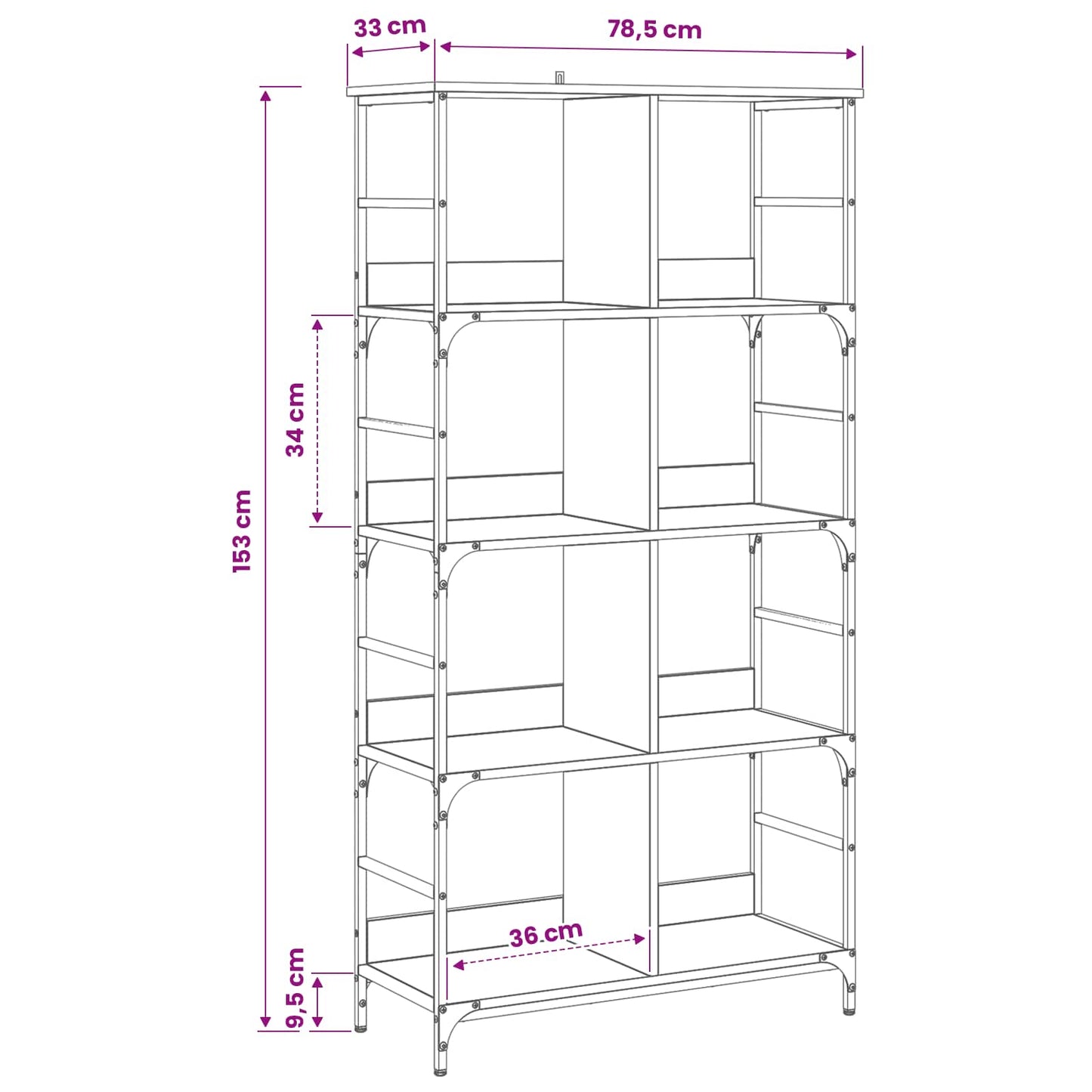 Boekenkast Oud hout 78,5 x 33 x 153 cm metaal PB is nu te koop bij PeponiXL, paradijselijk wonen!