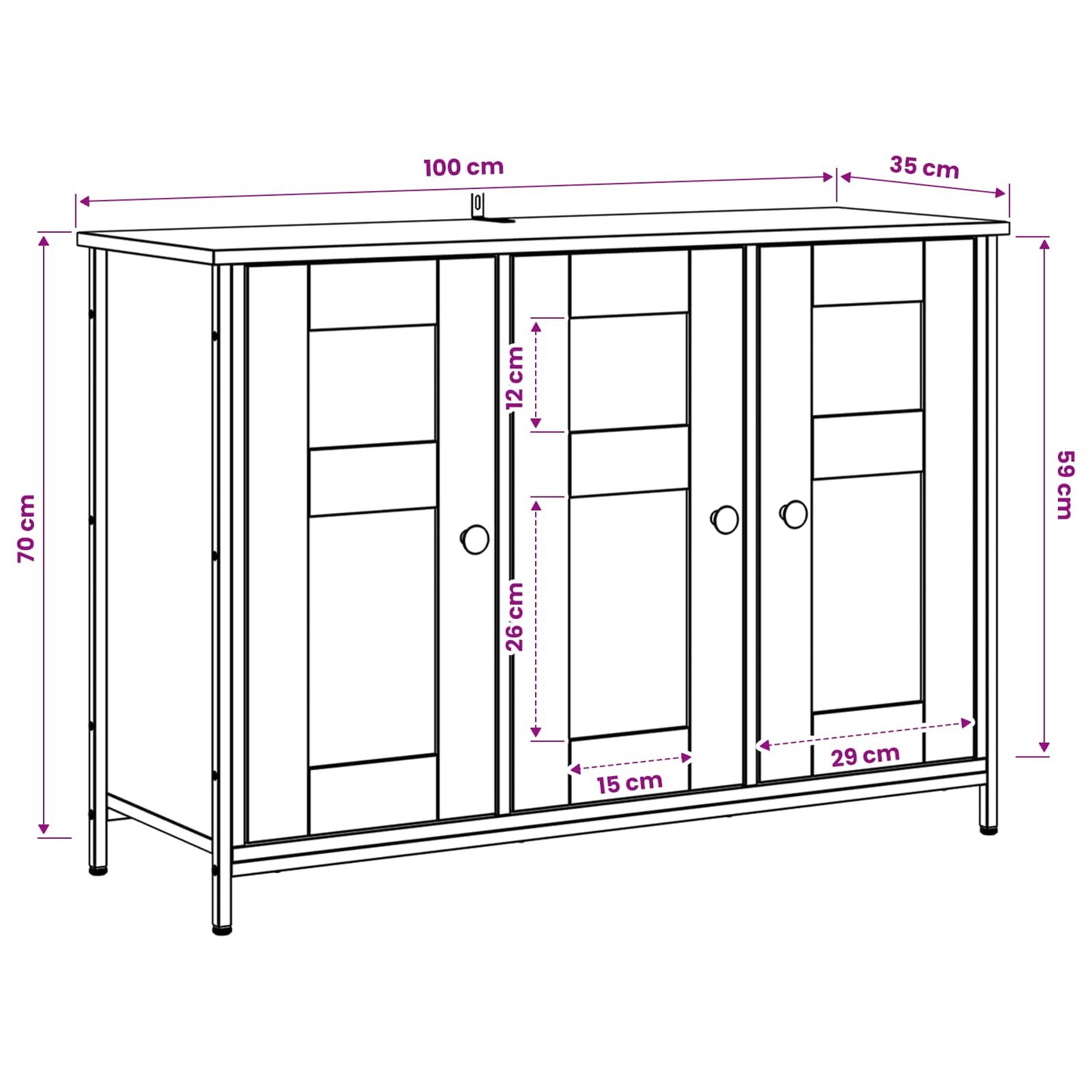Dressoir Oud hout 100 x 35 x 70 cm Bewerkt hout is nu te koop bij PeponiXL, paradijselijk wonen!