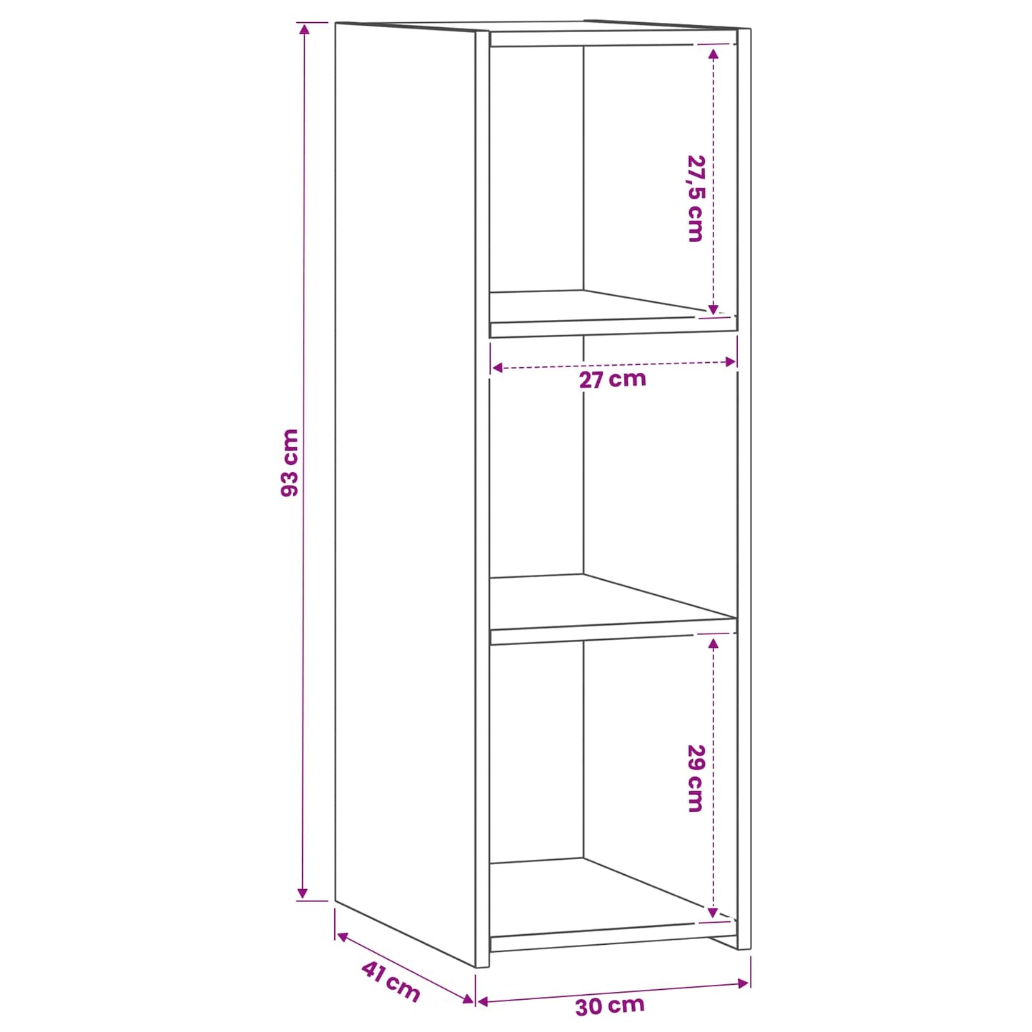 Dressoir Zwart eiken 30 x 41 x 93 cm Bewerkt hout is nu te koop bij PeponiXL, paradijselijk wonen!