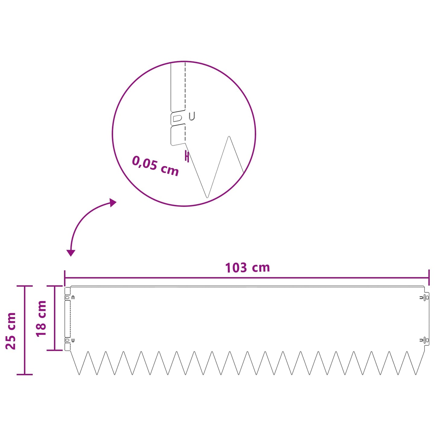 Gazonrand 10 pcs 103 x 25 cm Staal Roestig