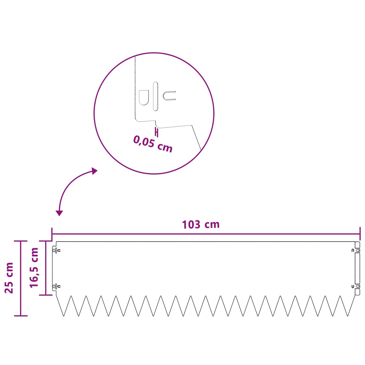 Gazonrand 10 pcs 103 x 25 cm Staal Zwart