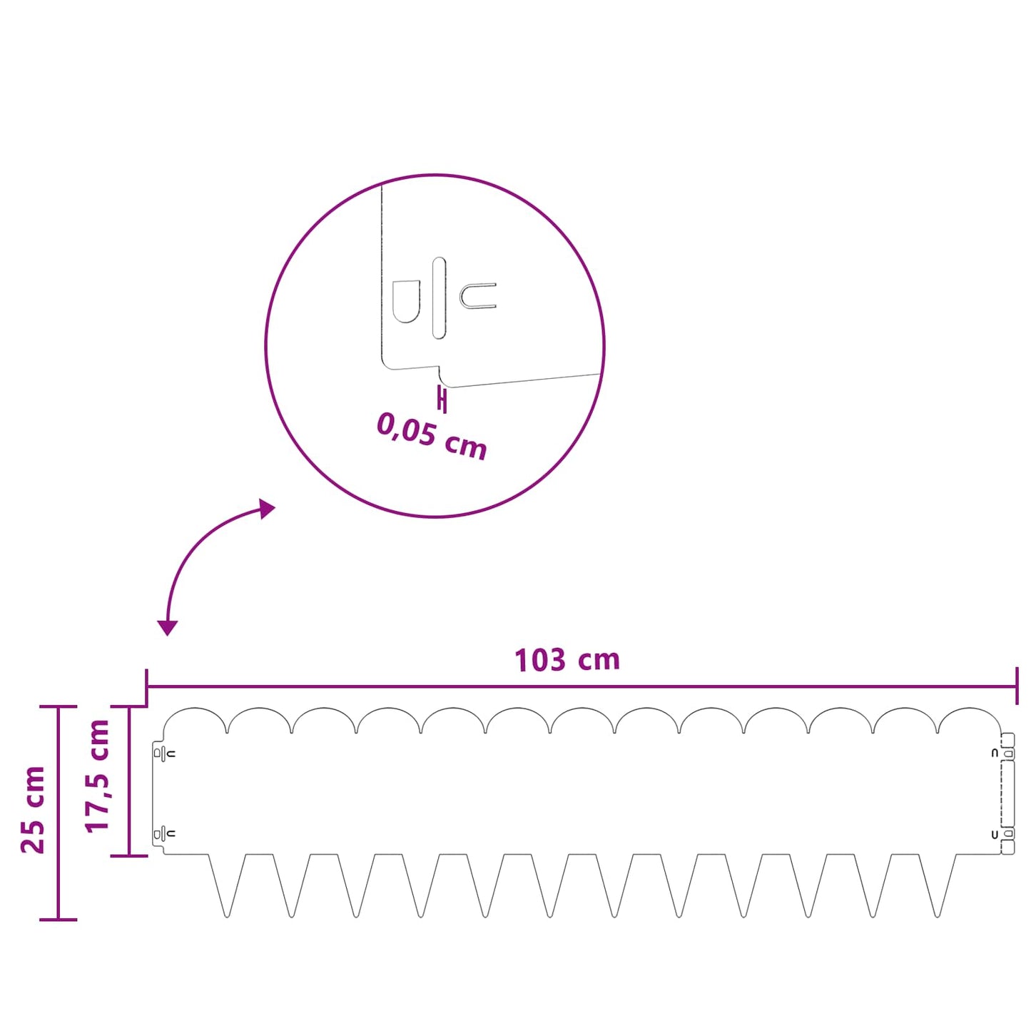 Gazonrand 10 pcs 103 x 25 cm Staal Zilverkleurig