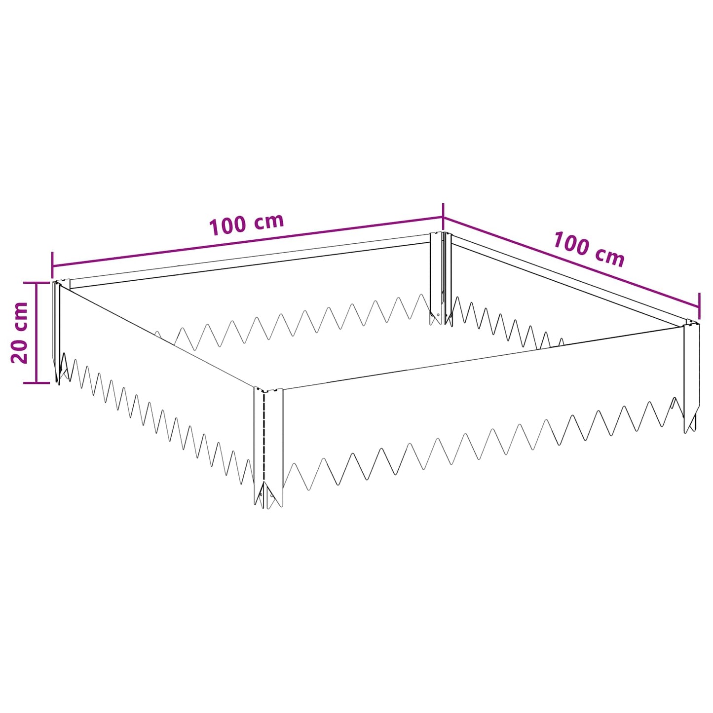 Gazonrand 4 st 100 x 100 x 20 cm Staal Olijfgroen is nu te koop bij PeponiXL, paradijselijk wonen!