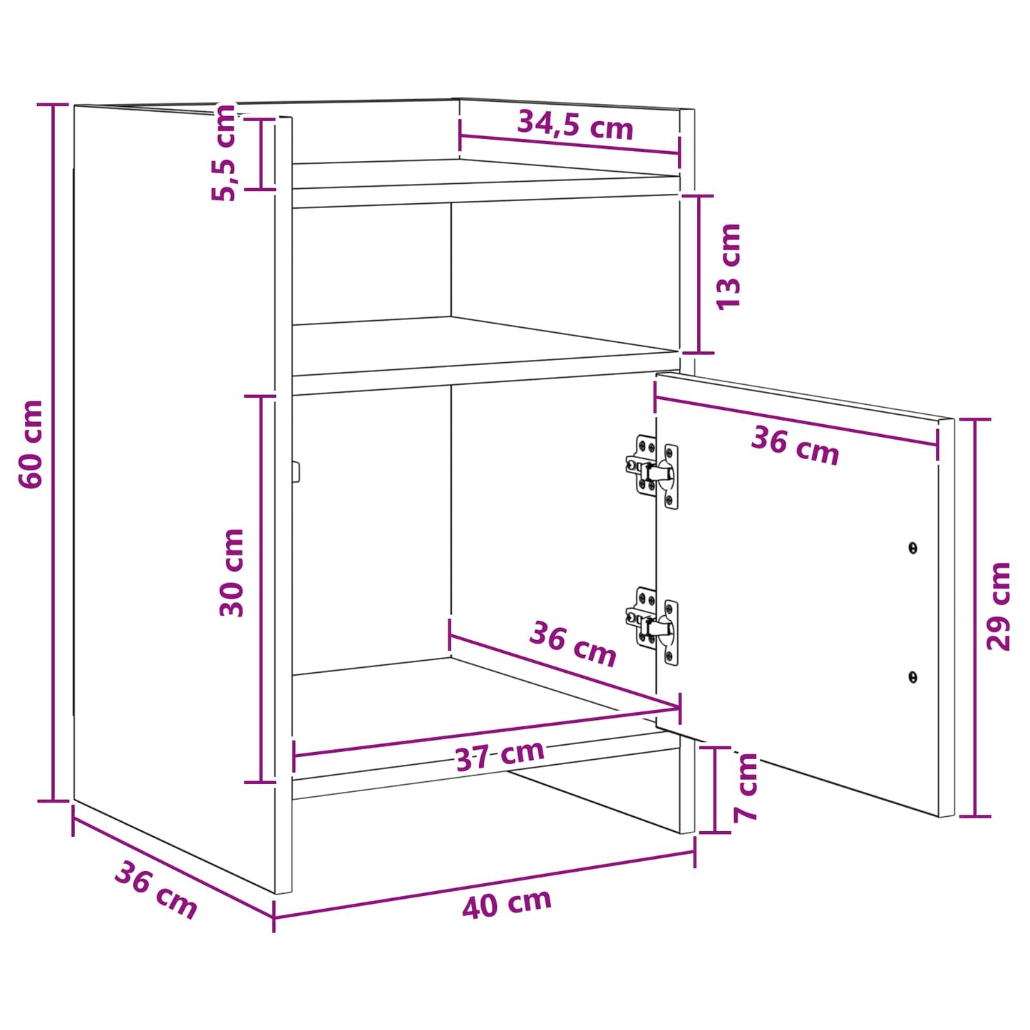 Nachtkastjes Grijs Sonoma 40 x 36 x 60 cm Bewerkt hout is nu te koop bij PeponiXL, paradijselijk wonen!