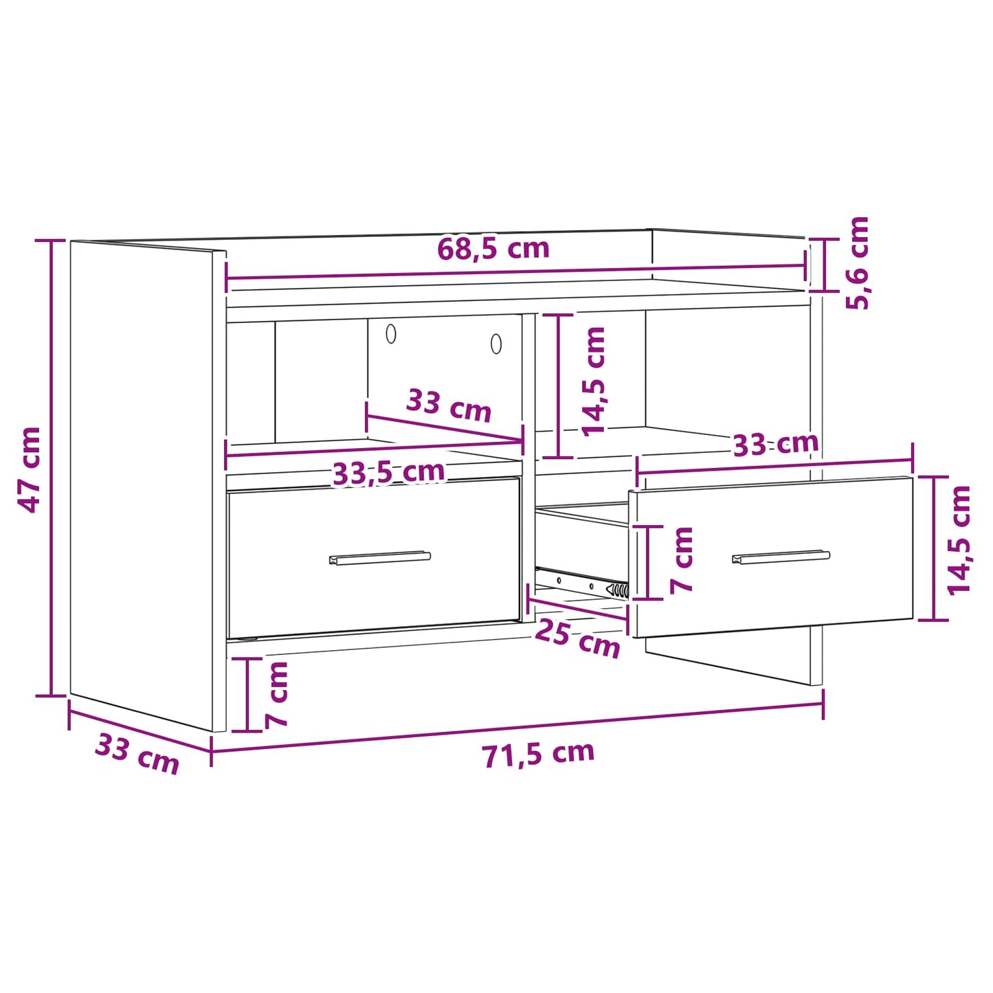 TV-kast 71,5 x 33 x 47 cm Sonoma Eiken Bewerkt hout is nu te koop bij PeponiXL, paradijselijk wonen!