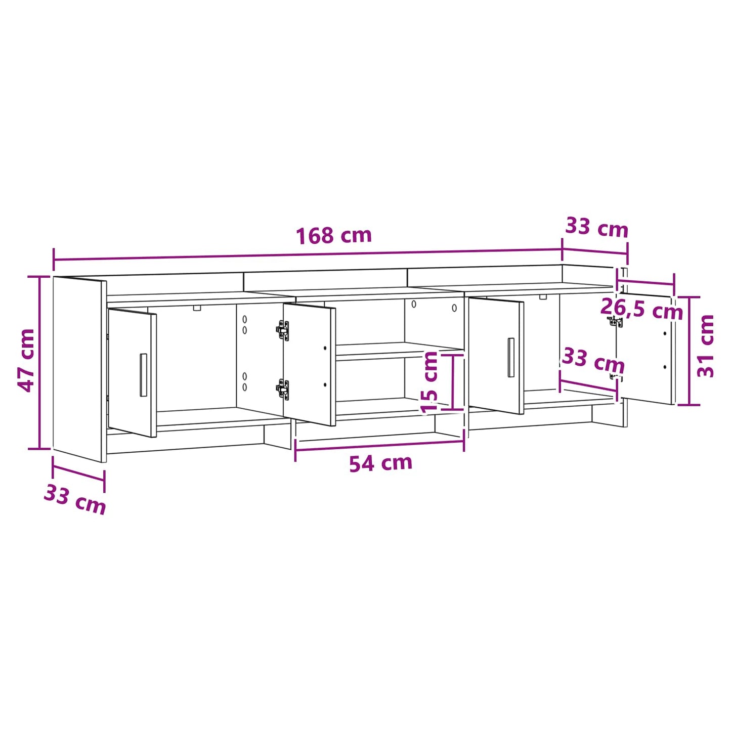 TV-kast 168 x 33 x 47 cm Oud hout Bewerkt hout is nu te koop bij PeponiXL, paradijselijk wonen!