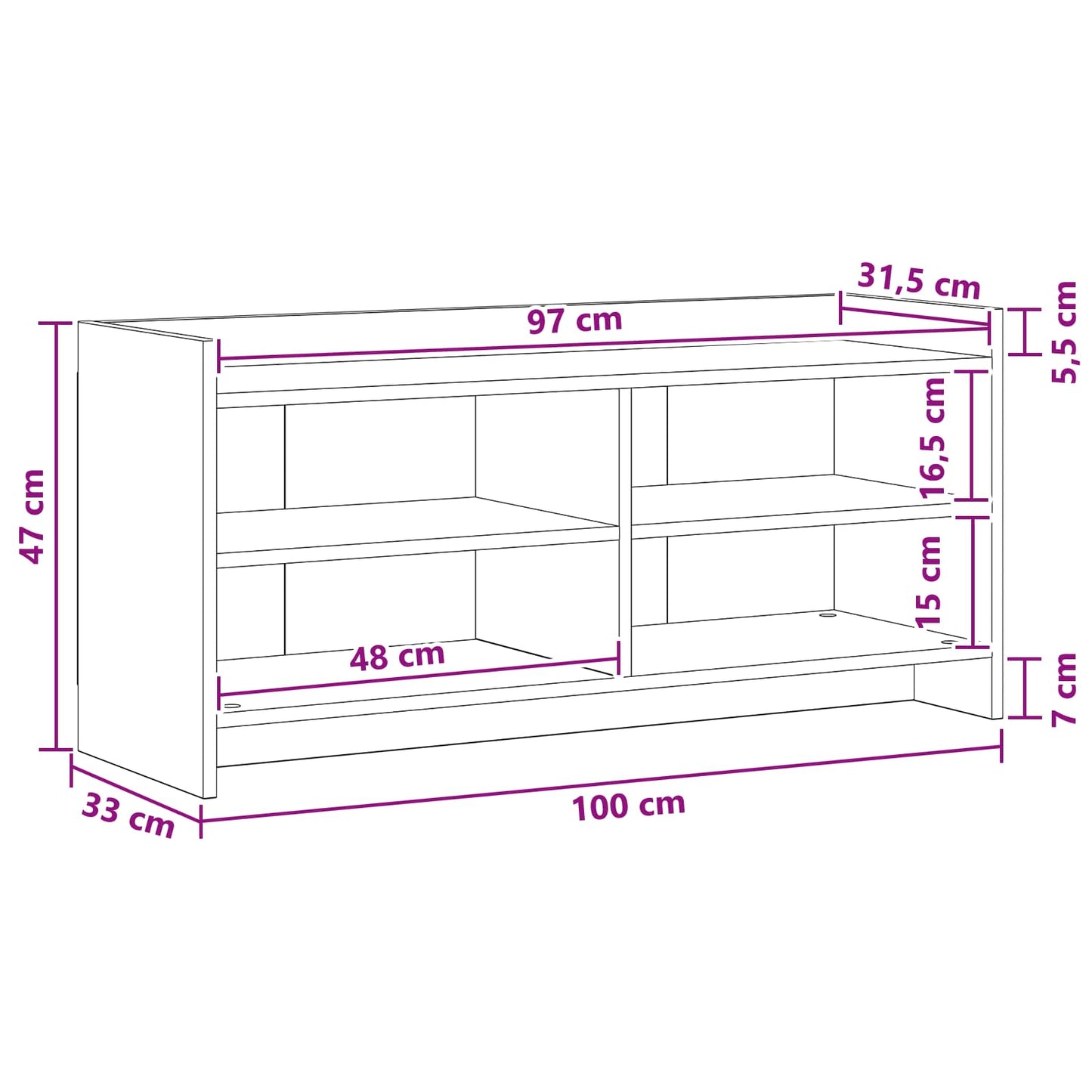 TV-kast 100 x 33 x 47 cm Artisanaal eiken Bewerkt hout is nu te koop bij PeponiXL, paradijselijk wonen!