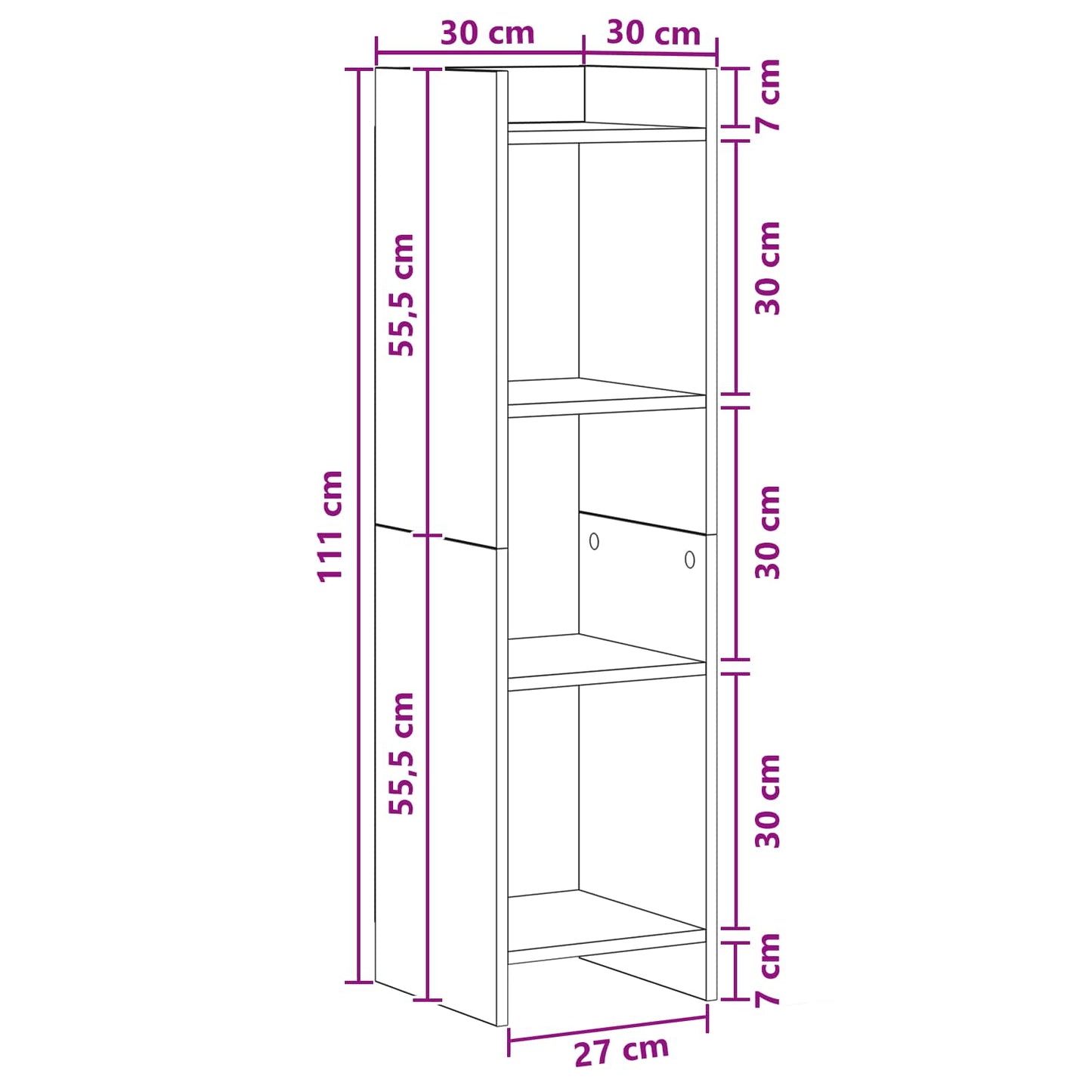 Boekenkast Wit 30 x 30 x 111 cm Bewerkt hout is nu te koop bij PeponiXL, paradijselijk wonen!
