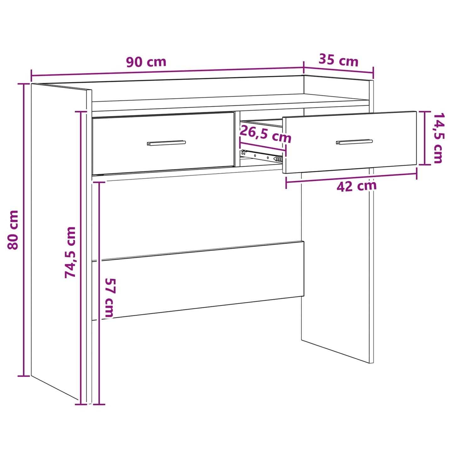 Wandtafel Artisanaal eiken 90 x 35 x 80 cm Bewerkt hout is nu te koop bij PeponiXL, paradijselijk wonen!