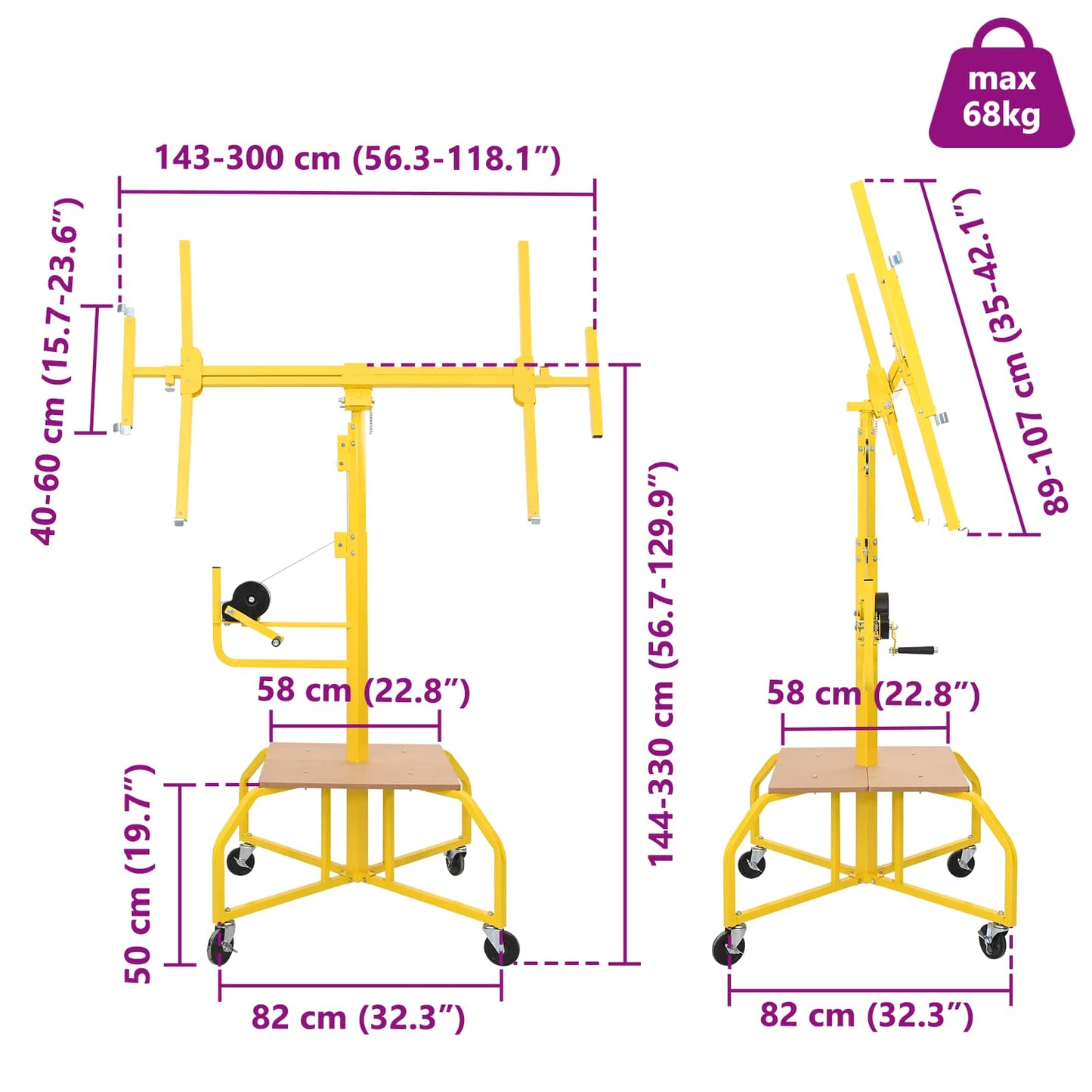 Plafondplaatlifter Geel 300 x 107 x 330 cm Staal is nu te koop bij PeponiXL, paradijselijk wonen!