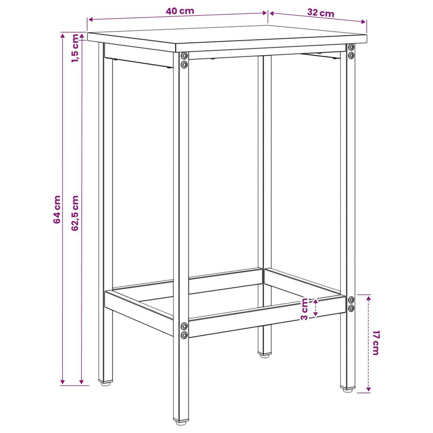 Barkruk Grijs Sonoma 40 x 32 x 64 cm Bewerkt hout is nu te koop bij PeponiXL, paradijselijk wonen!