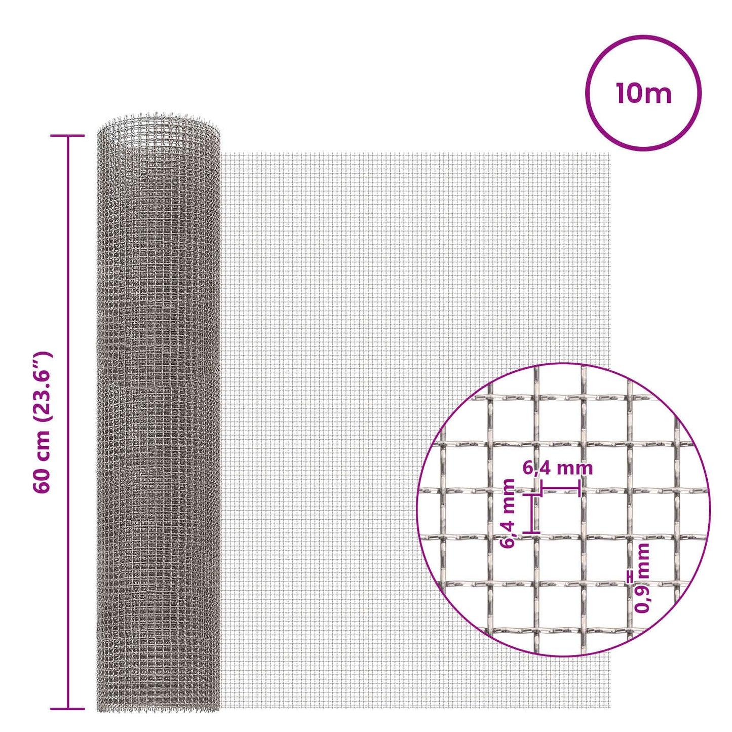 Gaas Scherm 60 x 1000 cm 3 Mesh RVS 201 Zilverkleurig is nu te koop bij PeponiXL, paradijselijk wonen!