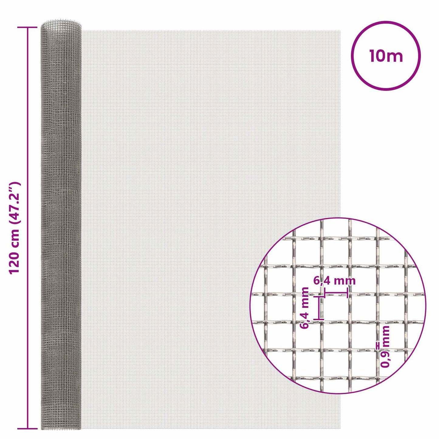 Gaas Scherm 120 x 1000 cm 3 Mesh RVS 201 Zilverkleurig is nu te koop bij PeponiXL, paradijselijk wonen!
